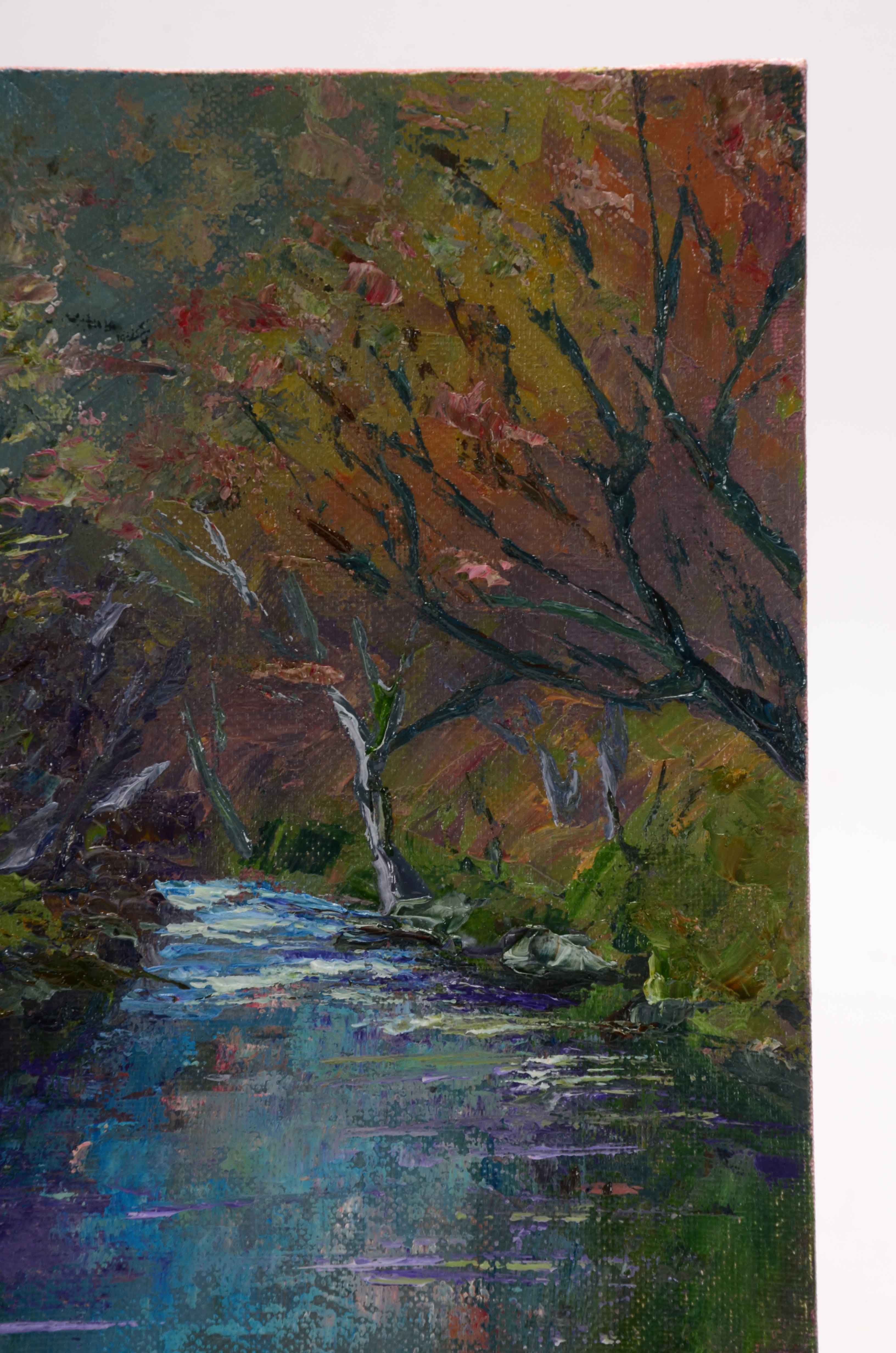 James Baldoumas Signed Oil Painting on Board "Spring Stream"