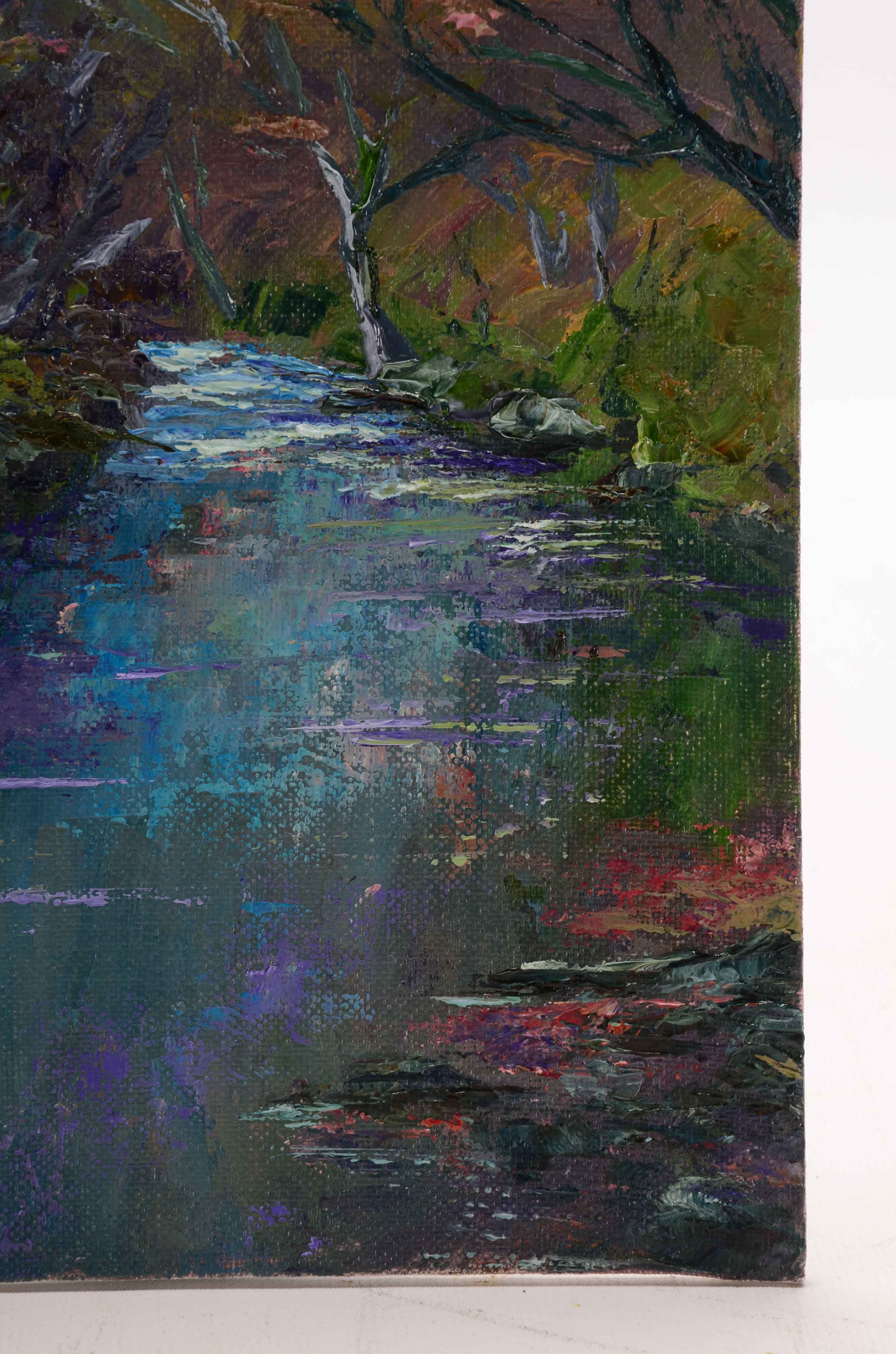 James Baldoumas Signed Oil Painting on Board "Spring Stream"