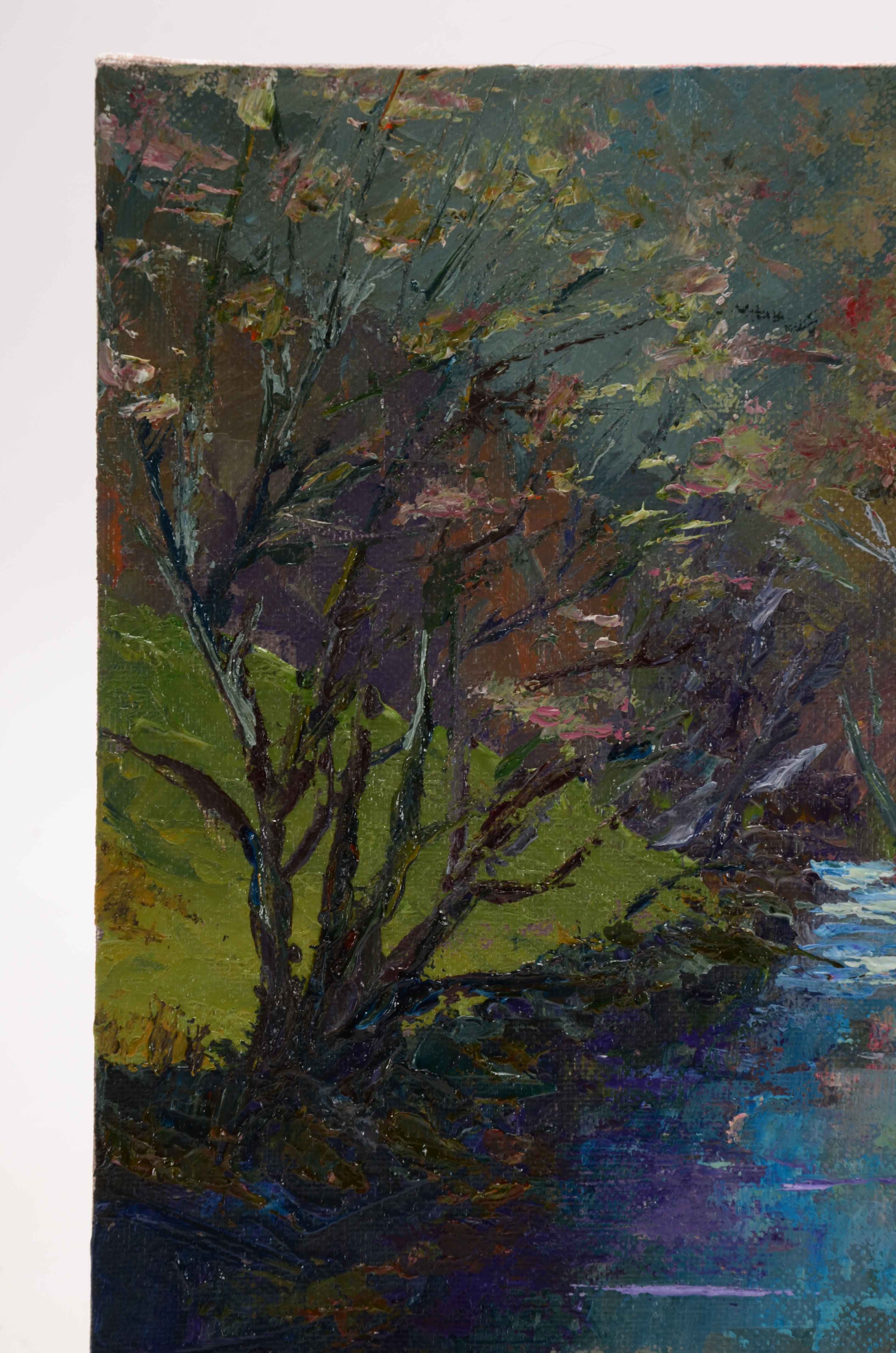 James Baldoumas Signed Oil Painting on Board "Spring Stream"