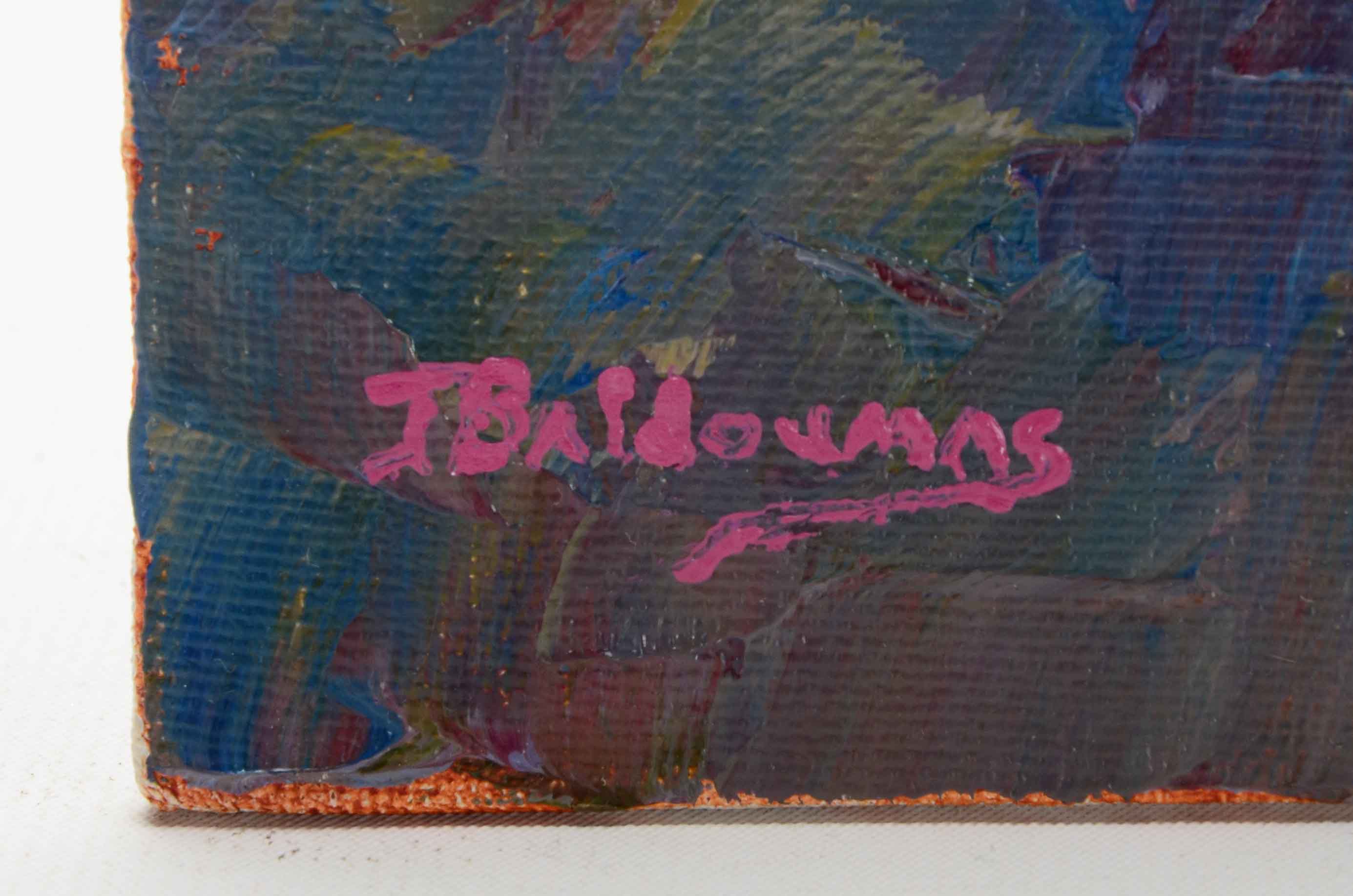 James Baldoumas Signed Oil Painting on Board "Daylilies"