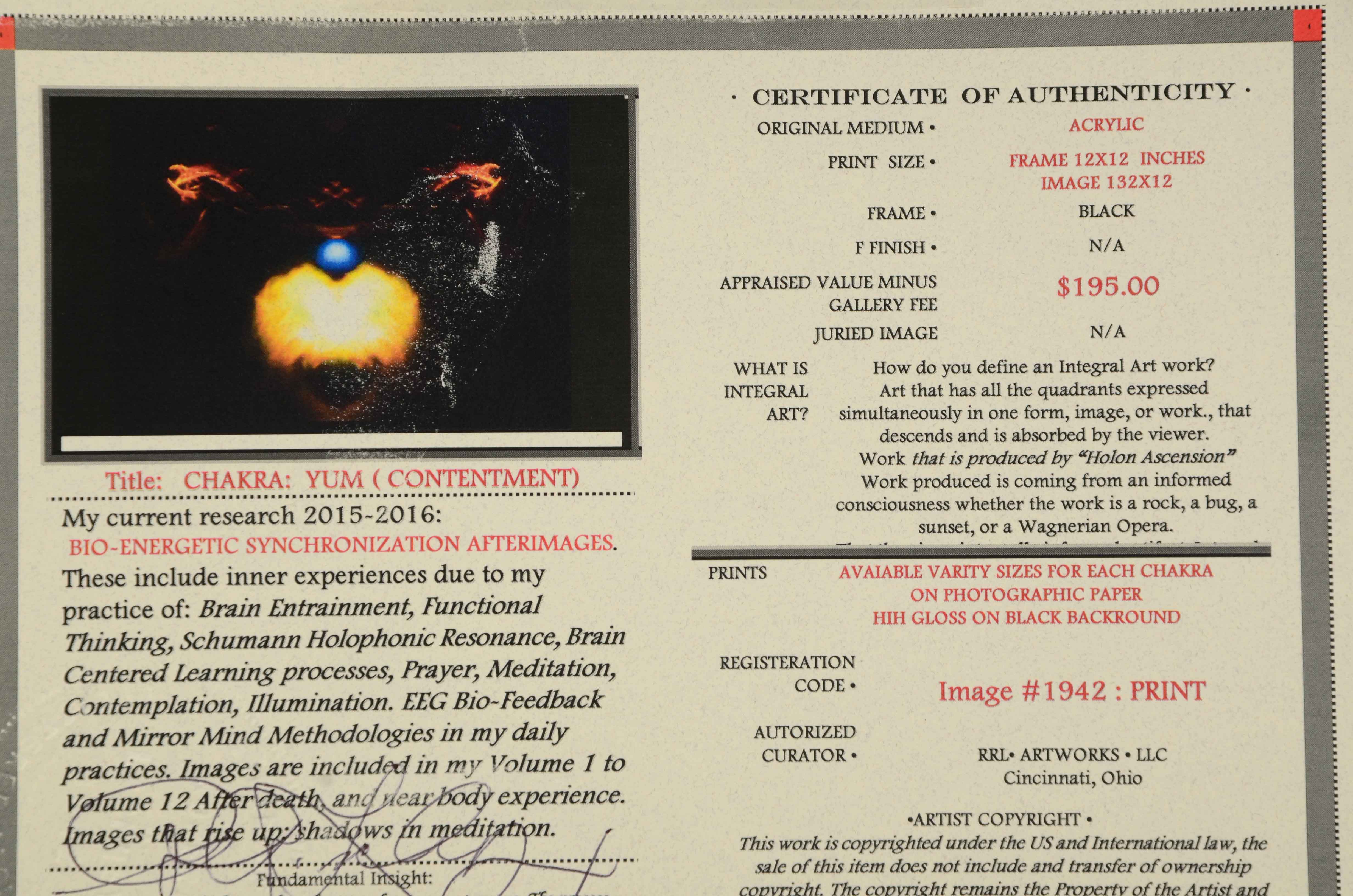 Robert R. Lackney Signed Digital Print "Chakra: YUM (Contentment)