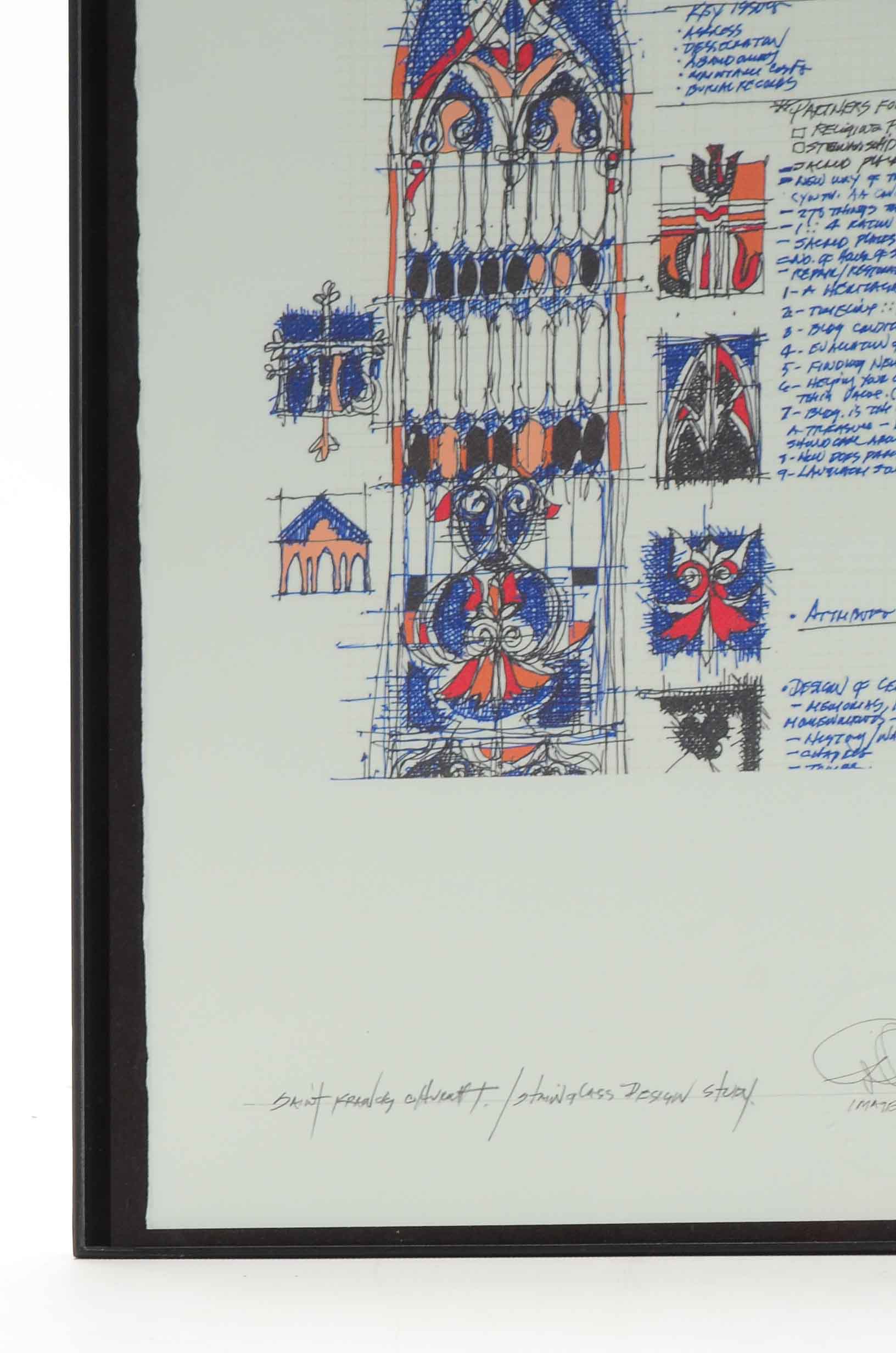 Robert R. Lackney Giclée on Paper "Saint Francis Church / Stained Glass Study"