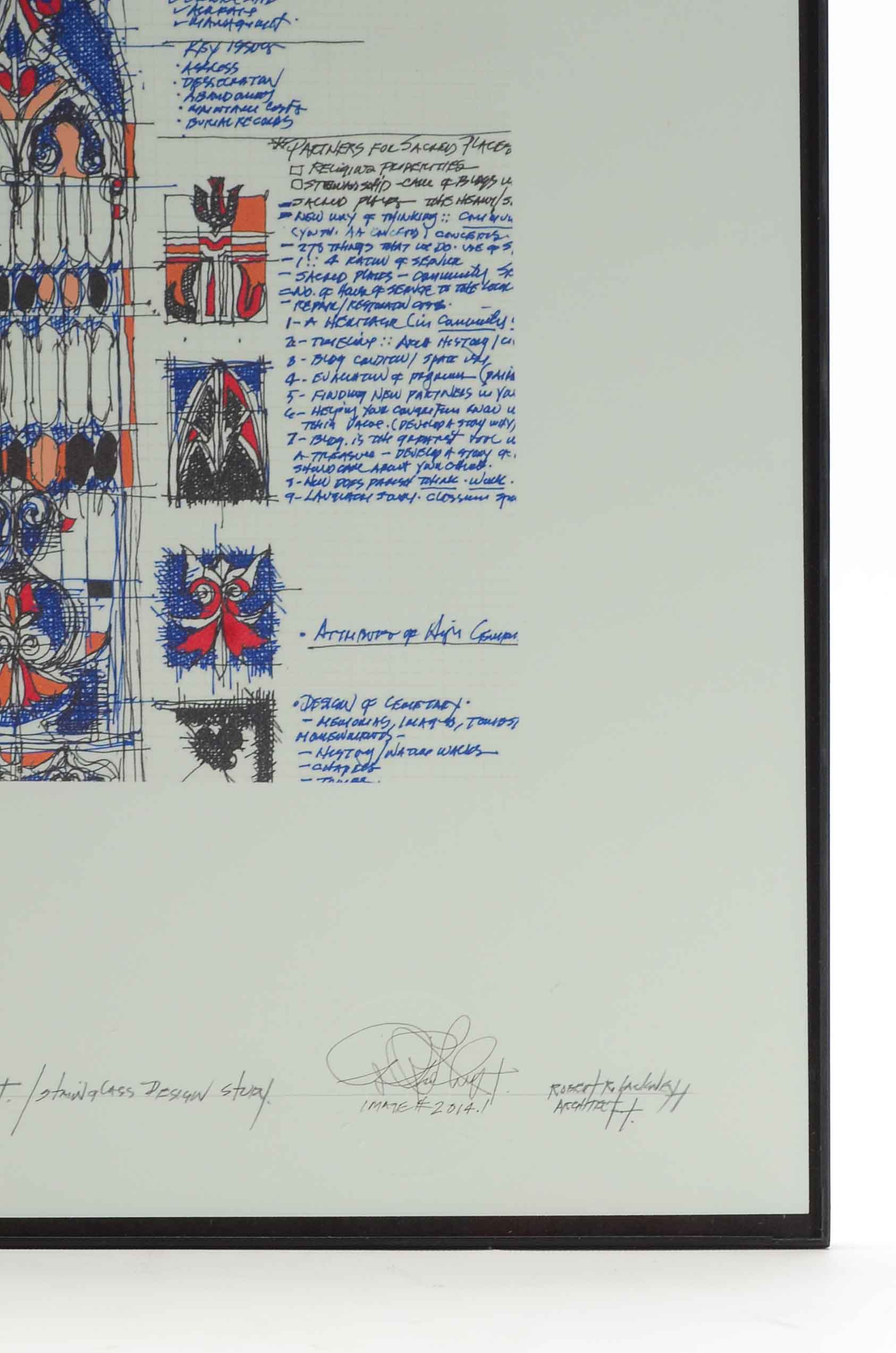 Robert R. Lackney Giclée on Paper "Saint Francis Church / Stained Glass Study"