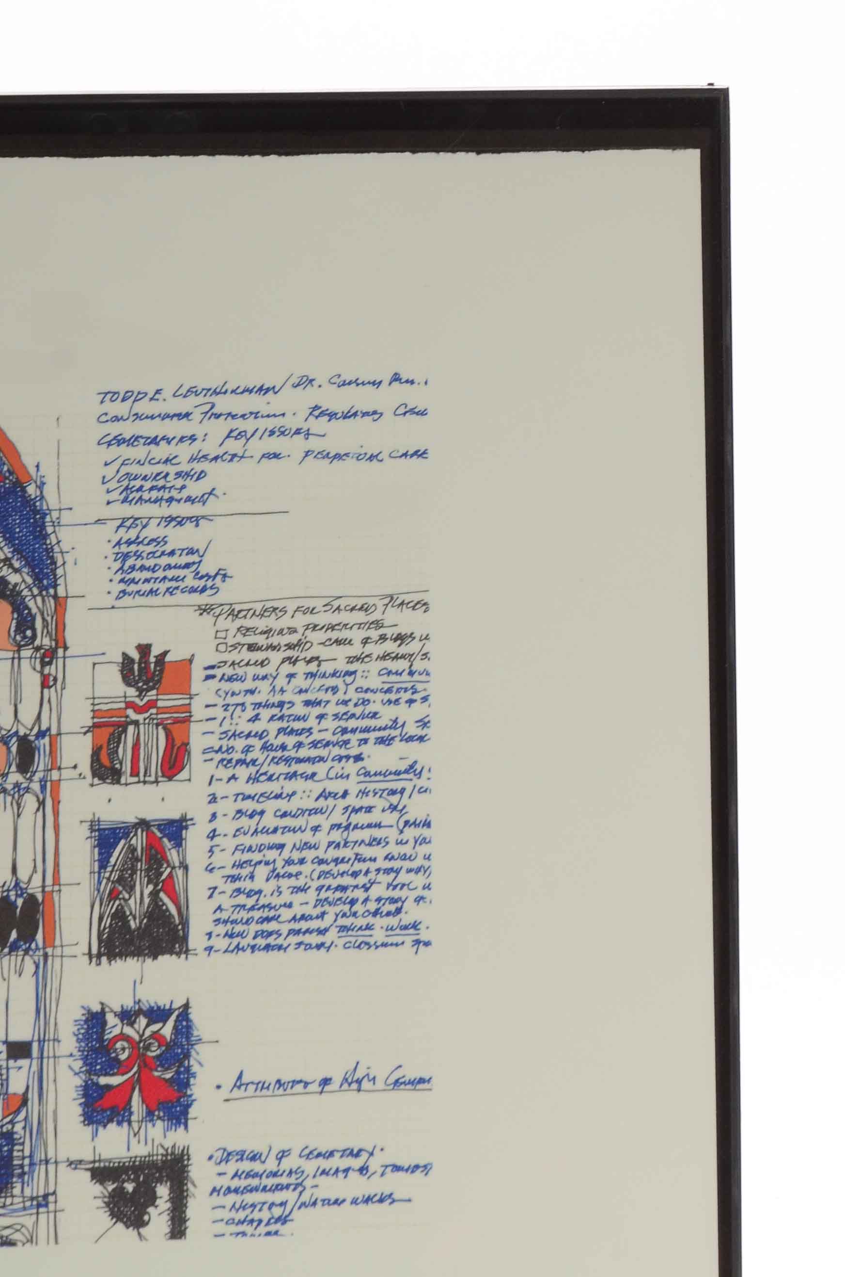 Robert R. Lackney Giclée on Paper "Saint Francis Church / Stained Glass Study"