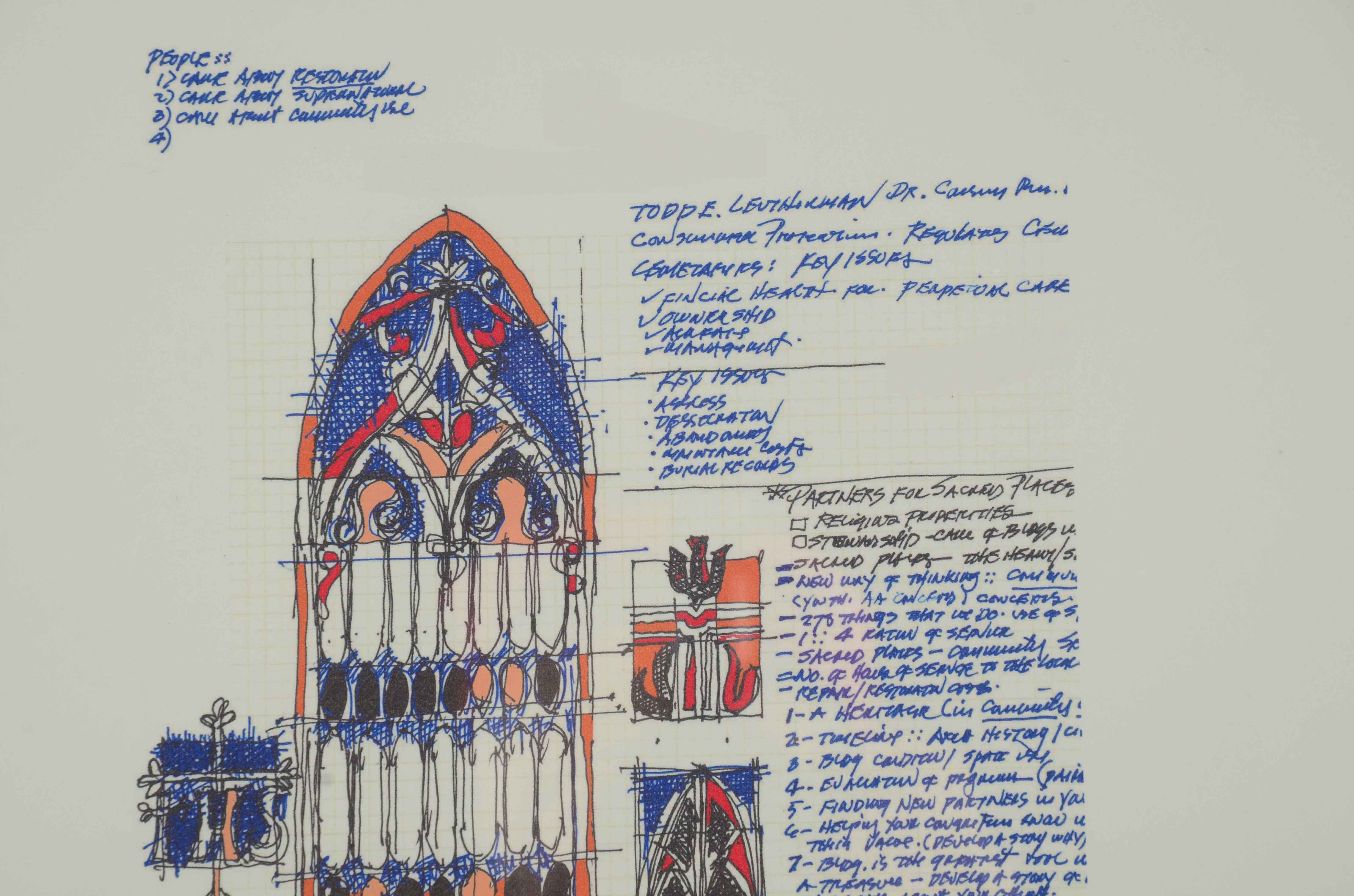 Robert R. Lackney Giclée on Paper "Saint Francis Church / Stained Glass Study"