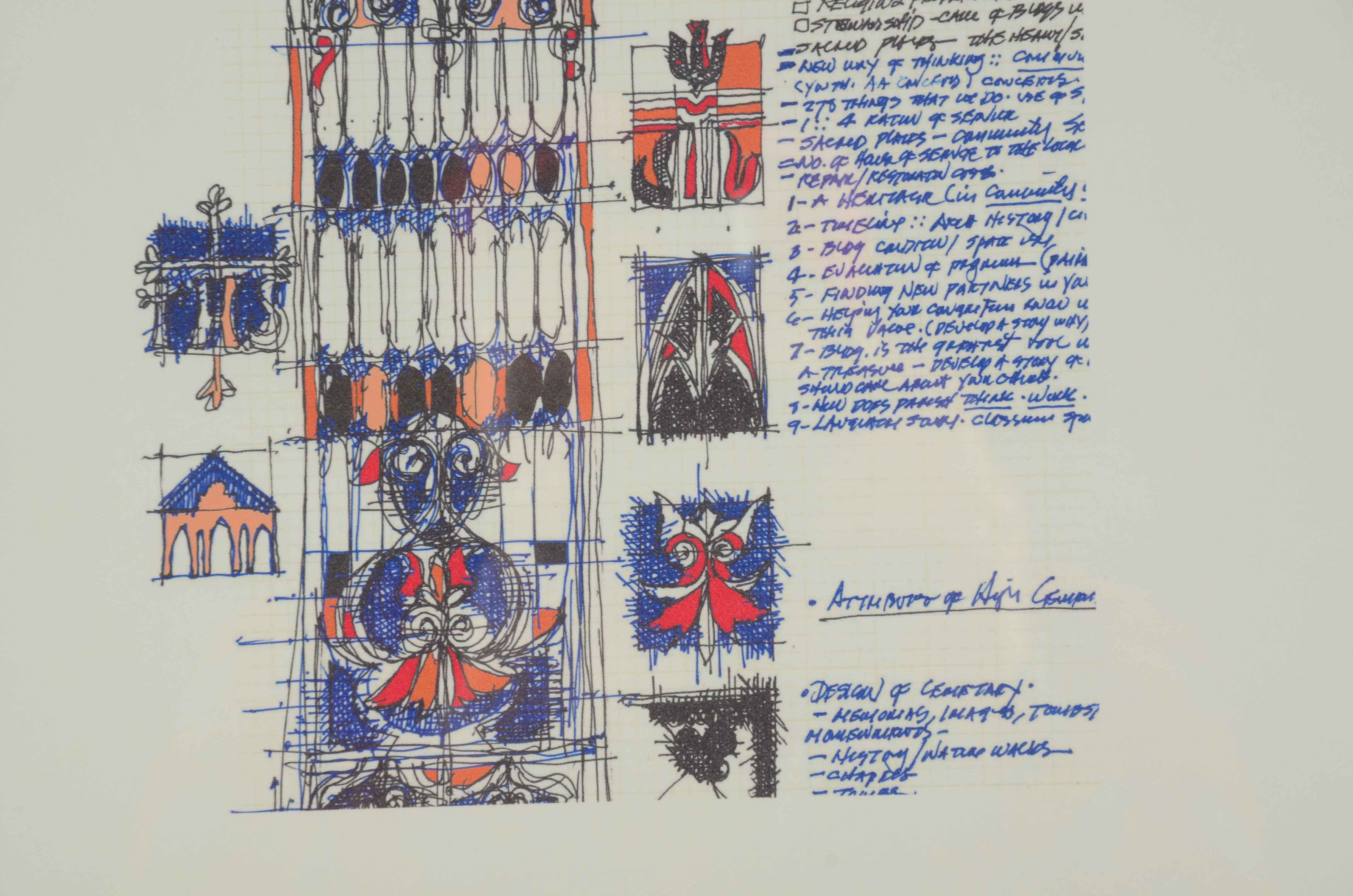 Robert R. Lackney Giclée on Paper "Saint Francis Church / Stained Glass Study"