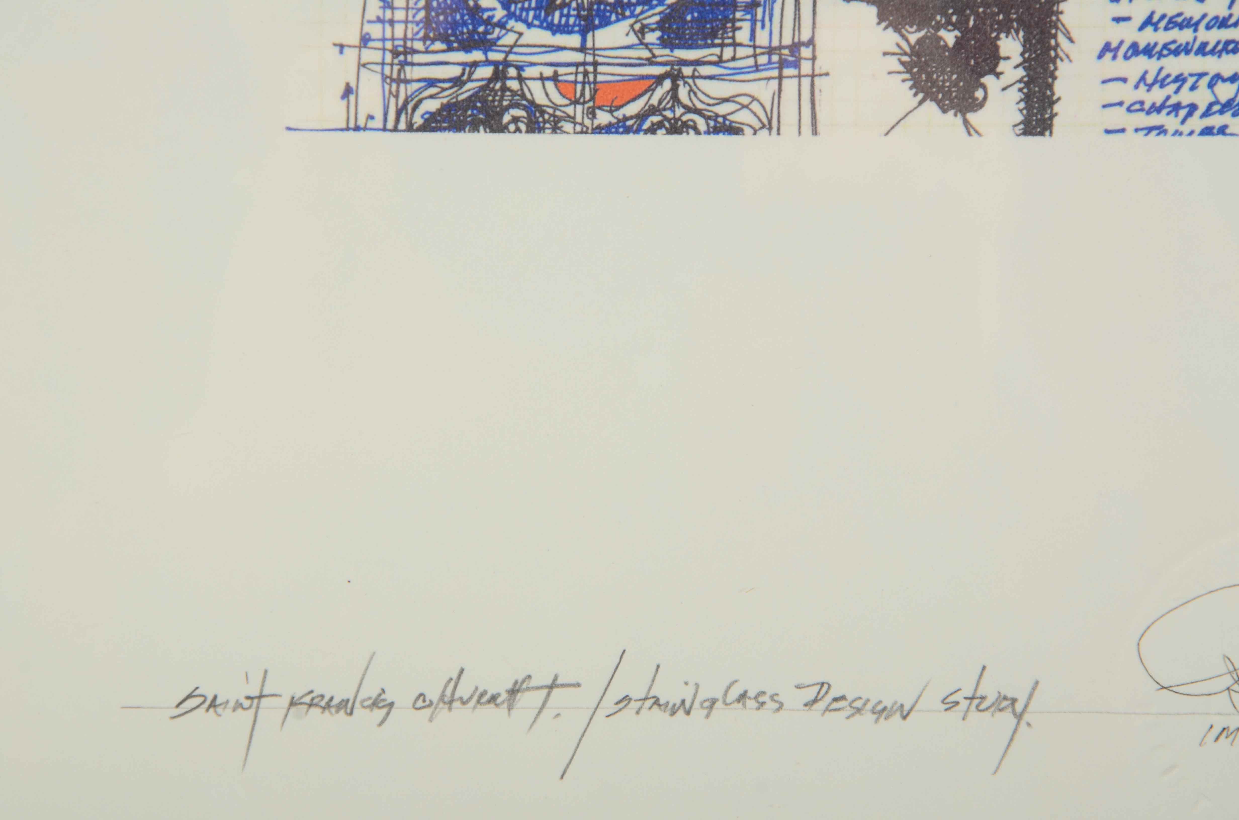 Robert R. Lackney Giclée on Paper "Saint Francis Church / Stained Glass Study"