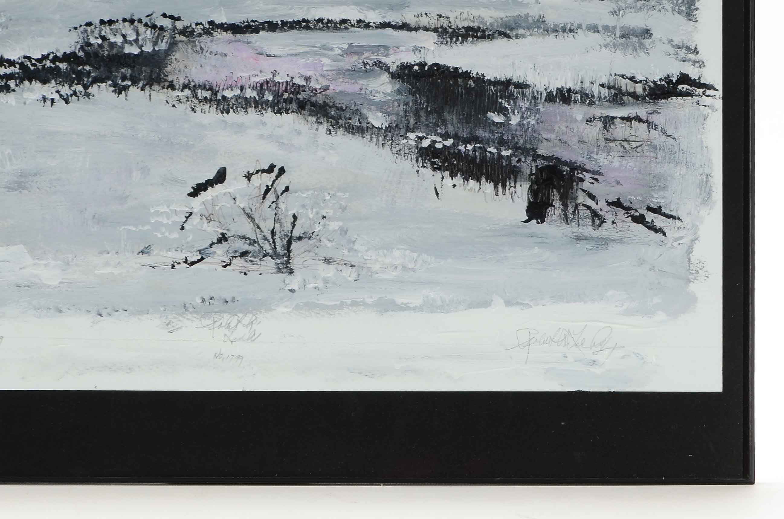 Robert R. Lackney Signed Acrylic Landscape Painting "First Snow January 1999"