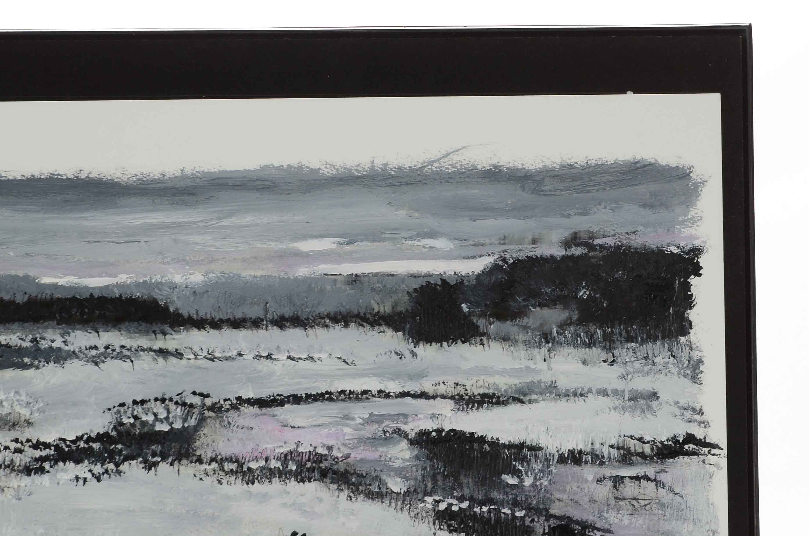 Robert R. Lackney Signed Acrylic Landscape Painting "First Snow January 1999"