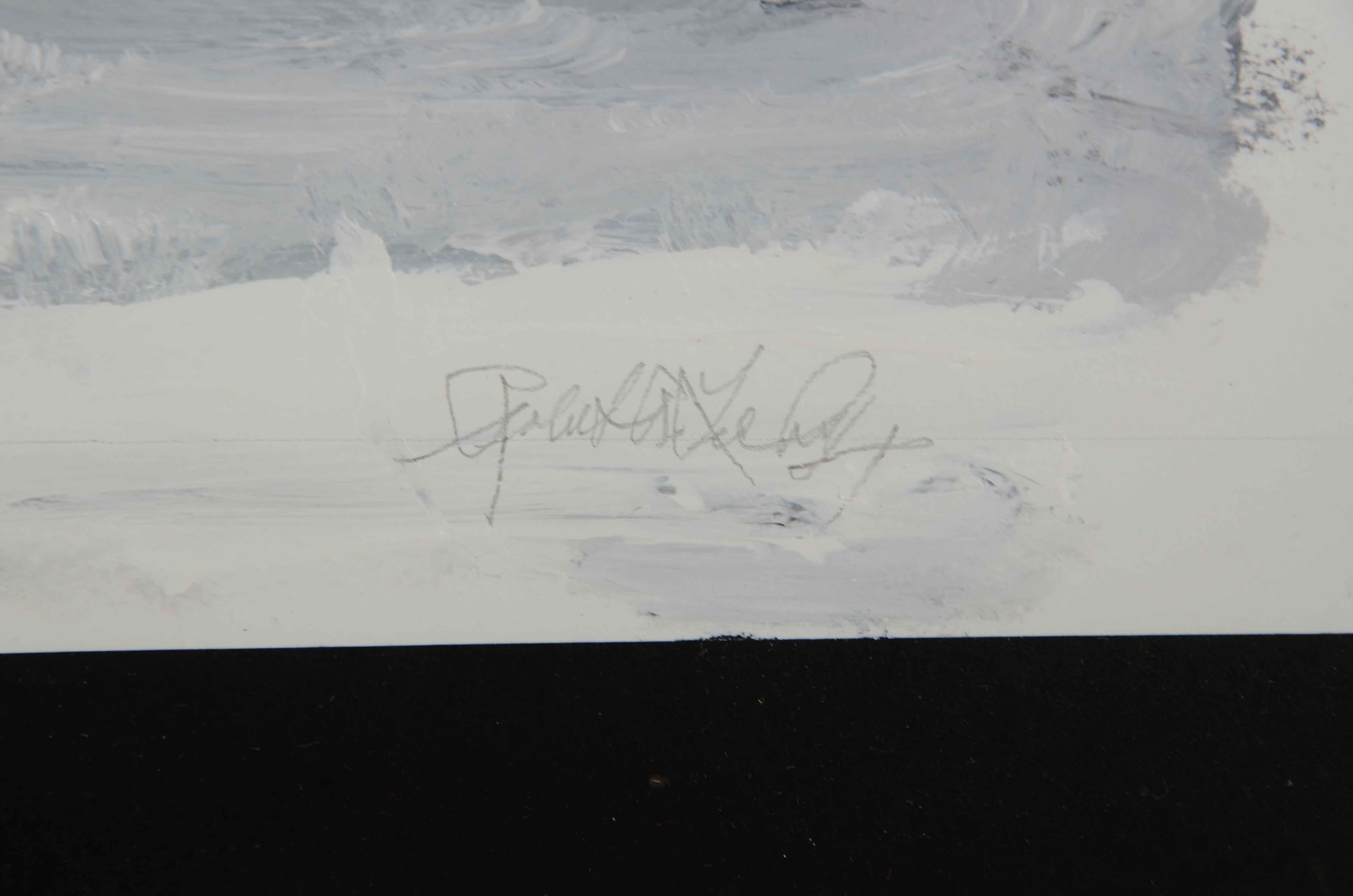 Robert R. Lackney Signed Acrylic Landscape Painting "First Snow January 1999"