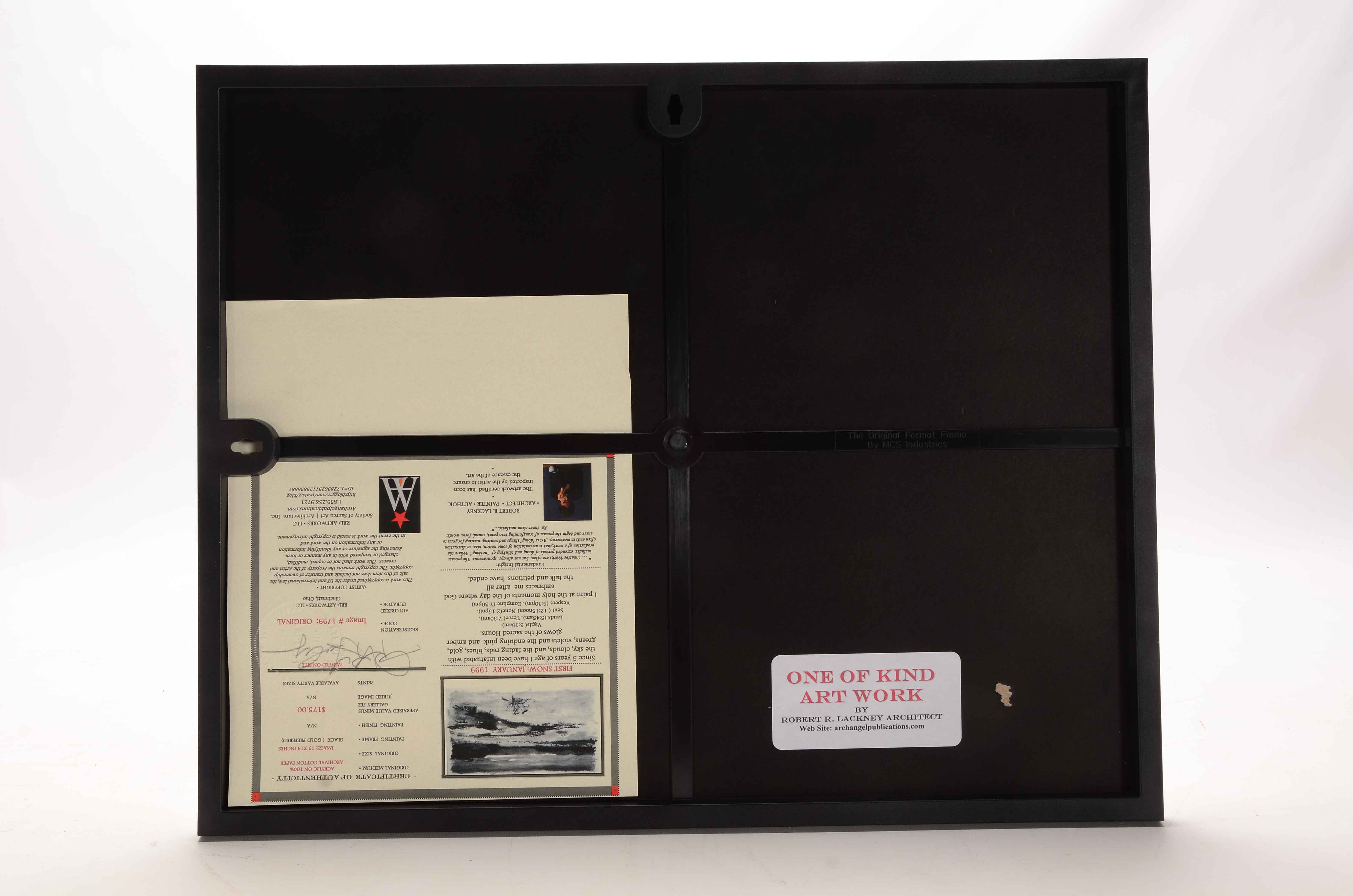 Robert R. Lackney Signed Acrylic Landscape Painting "First Snow January 1999"