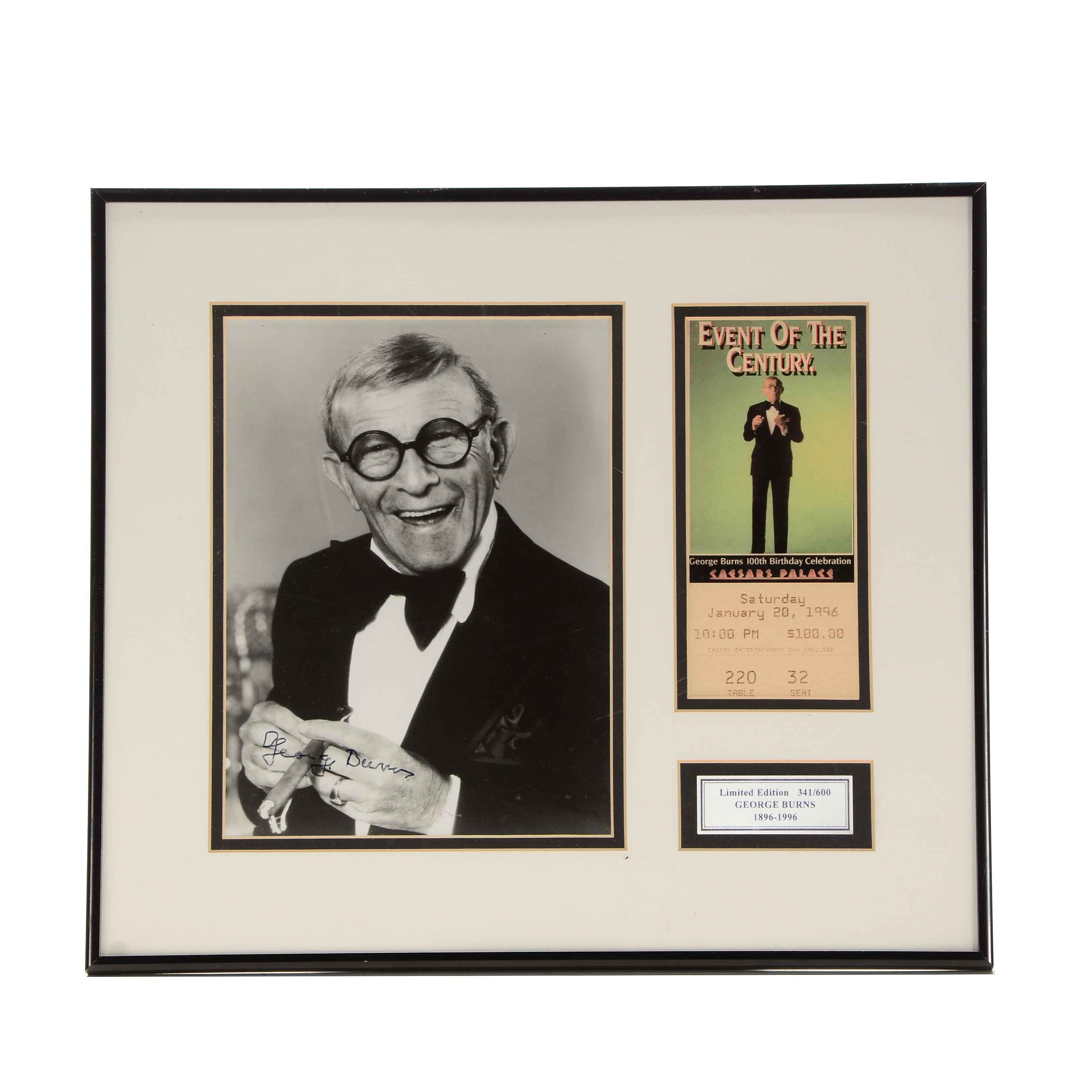George Burns Autographed Photograph and Event Ticket