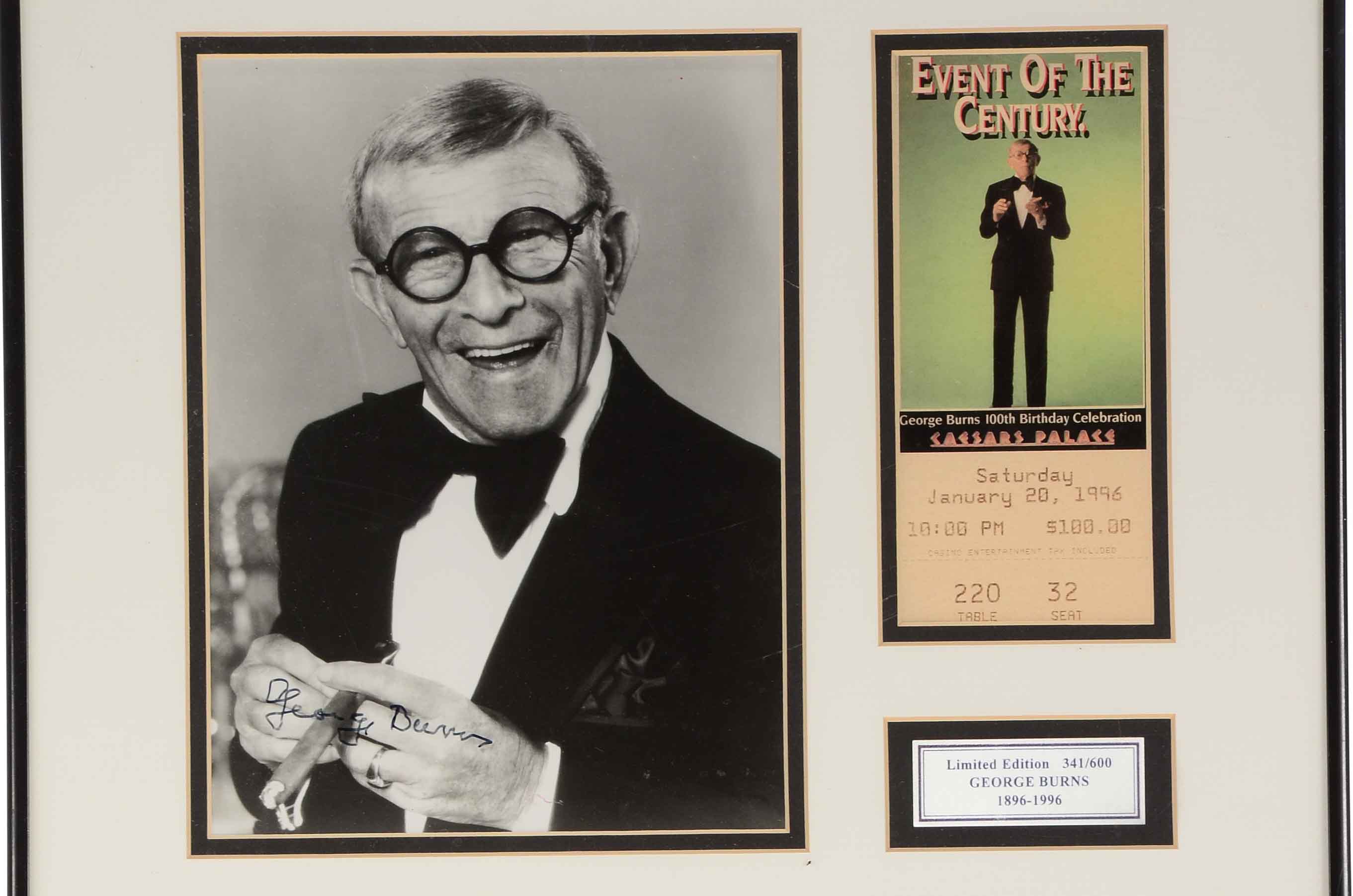 George Burns Autographed Photograph and Event Ticket