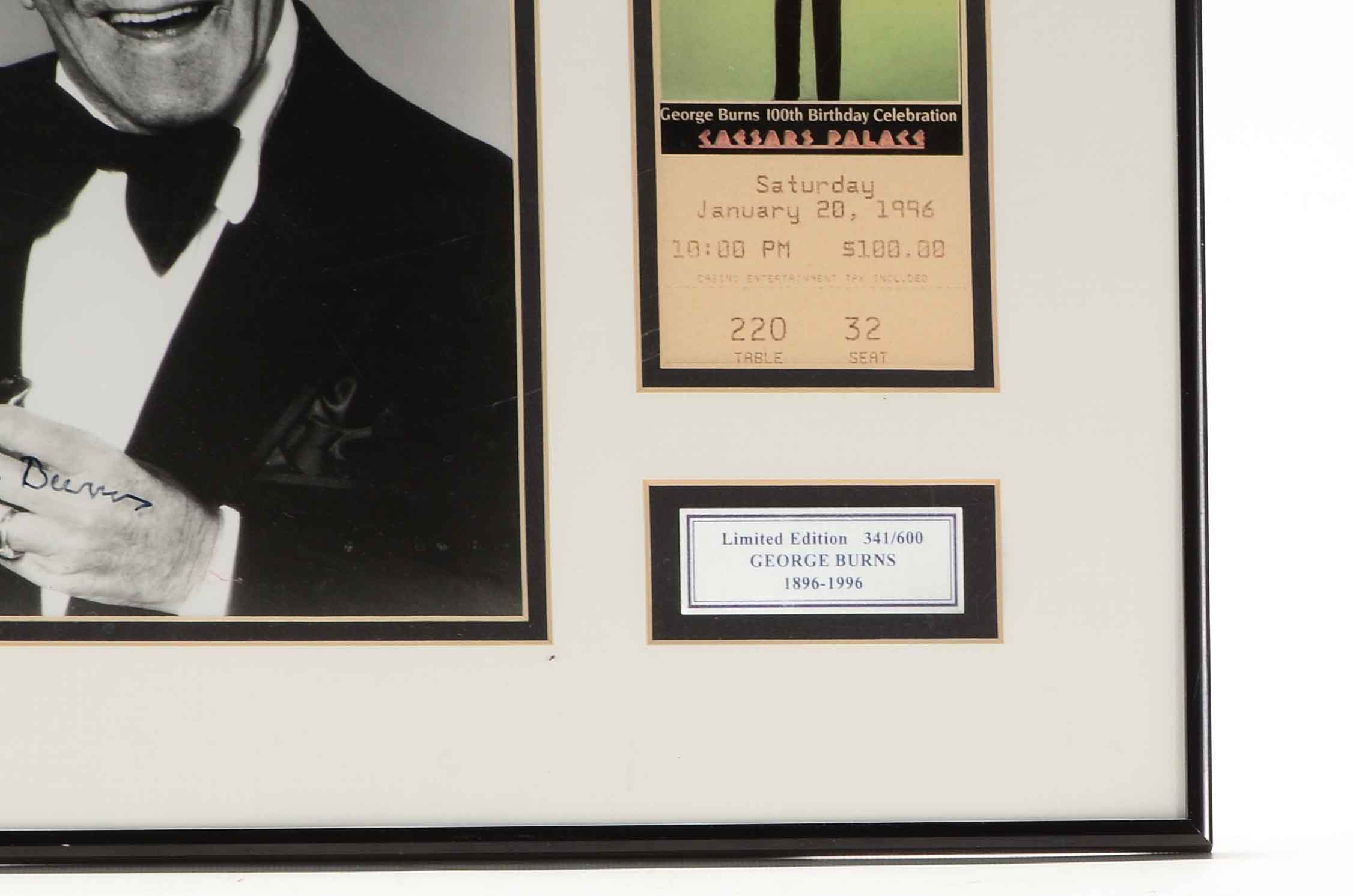 George Burns Autographed Photograph and Event Ticket