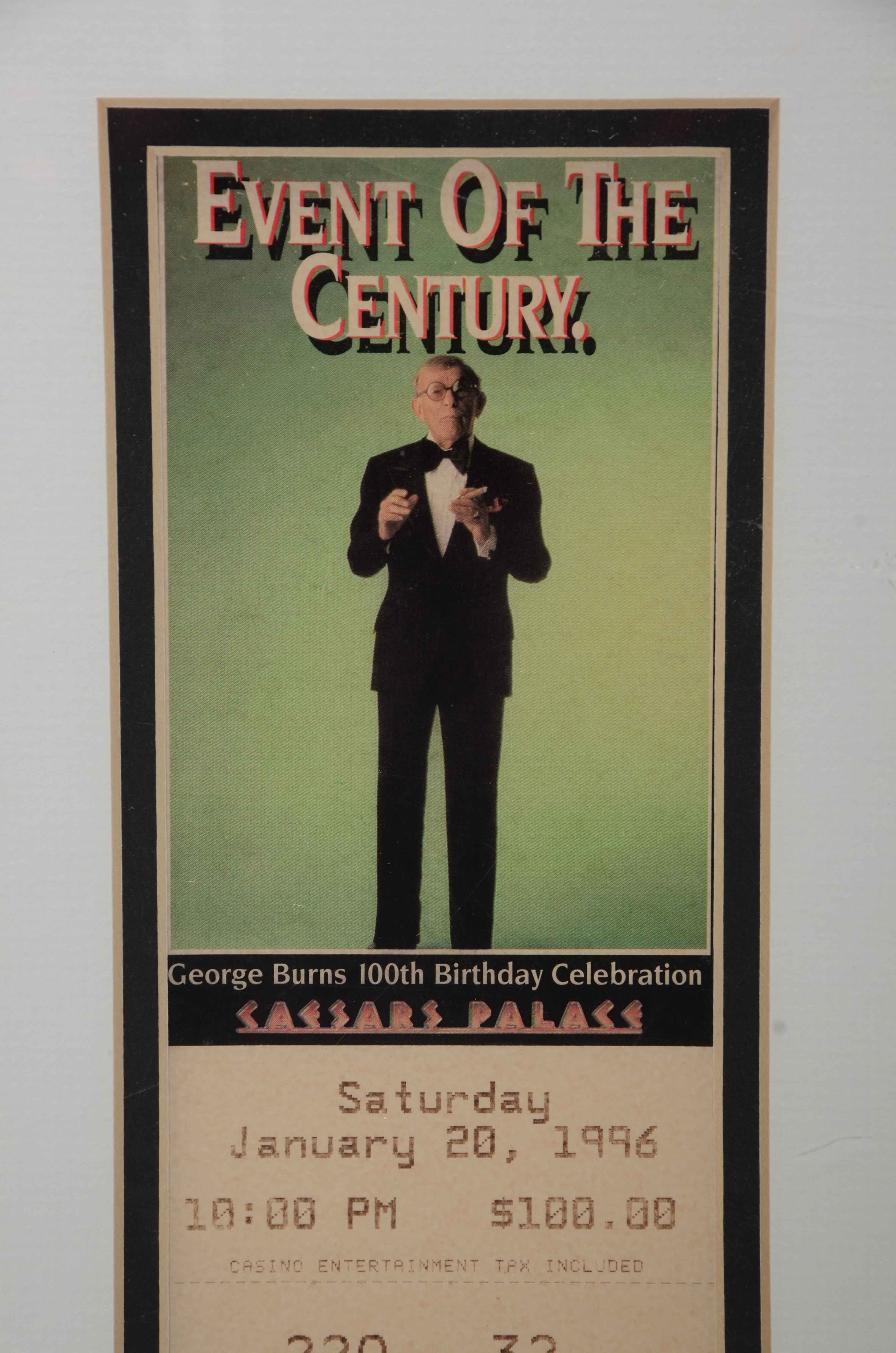 George Burns Autographed Photograph and Event Ticket