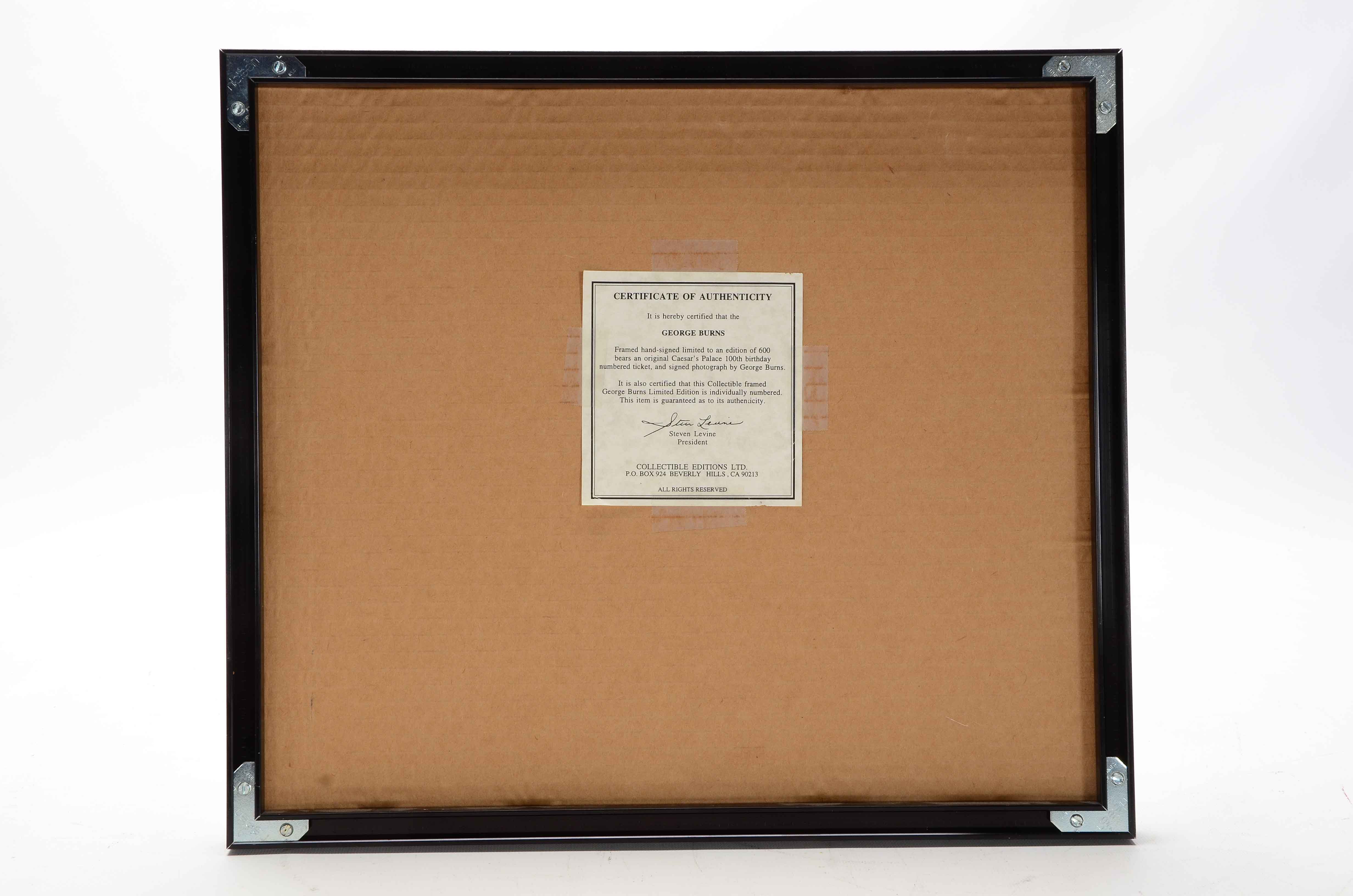 George Burns Autographed Photograph and Event Ticket