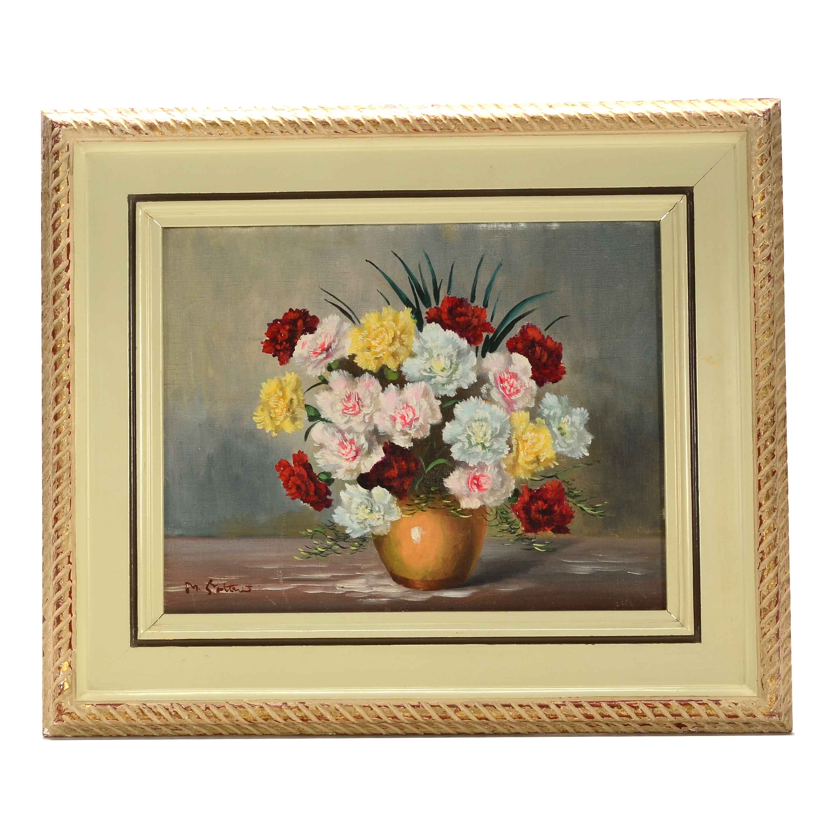 Signed Oil on Canvas Floral Painting
