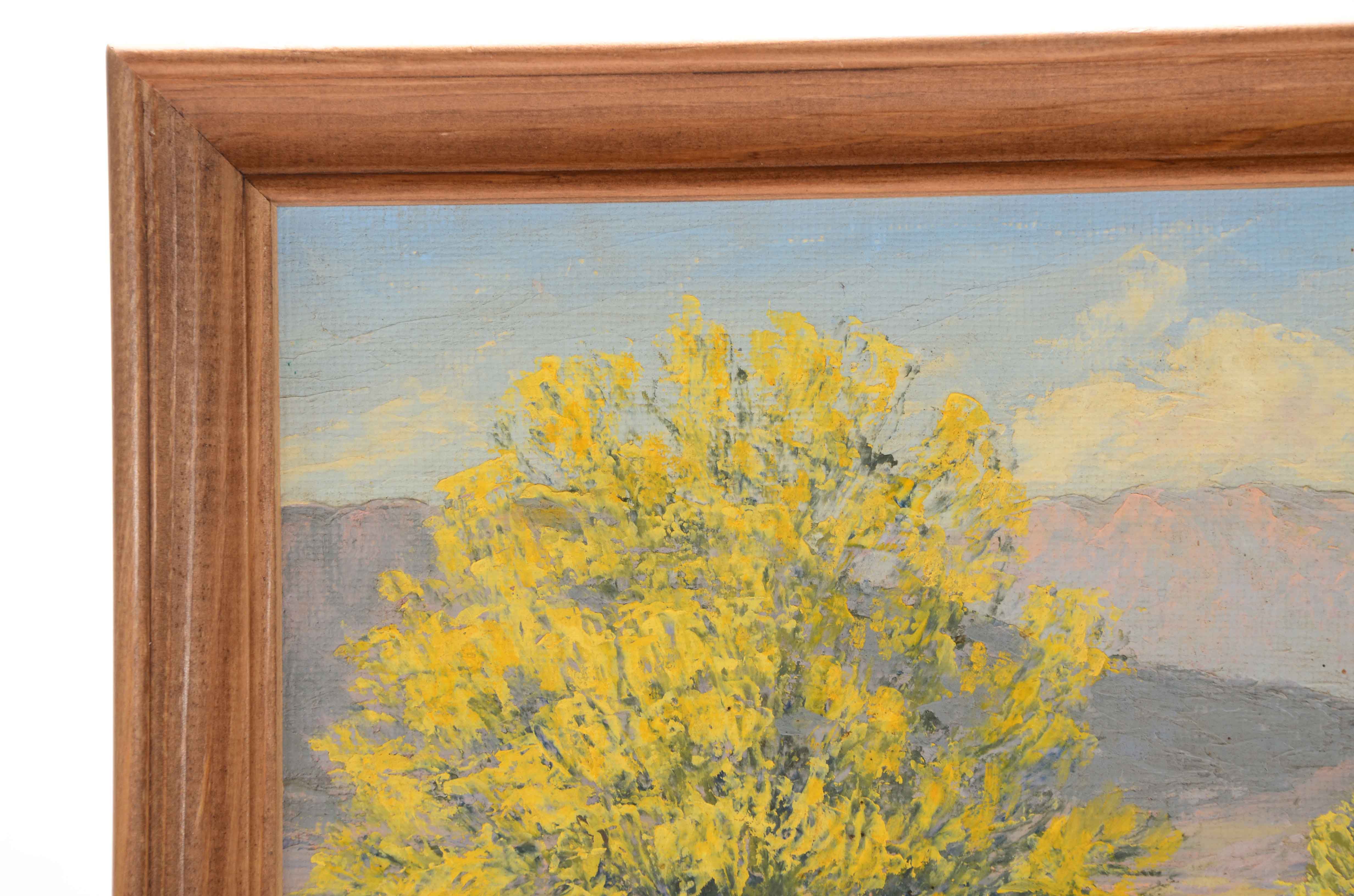Edna Spangler Signed Oil Painting on Board "Paloverde in Bloom"