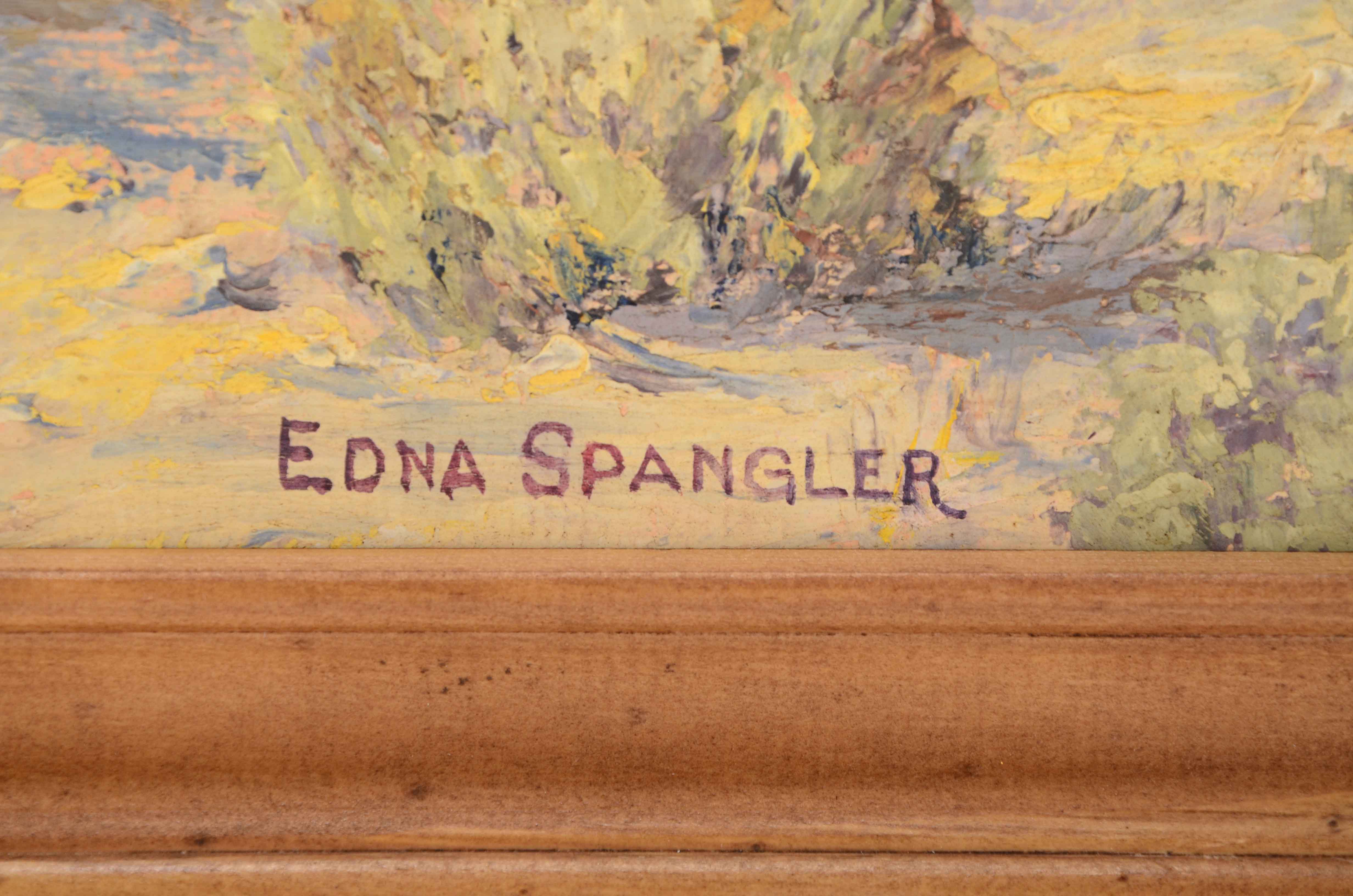 Edna Spangler Signed Oil Painting on Board "Paloverde in Bloom"