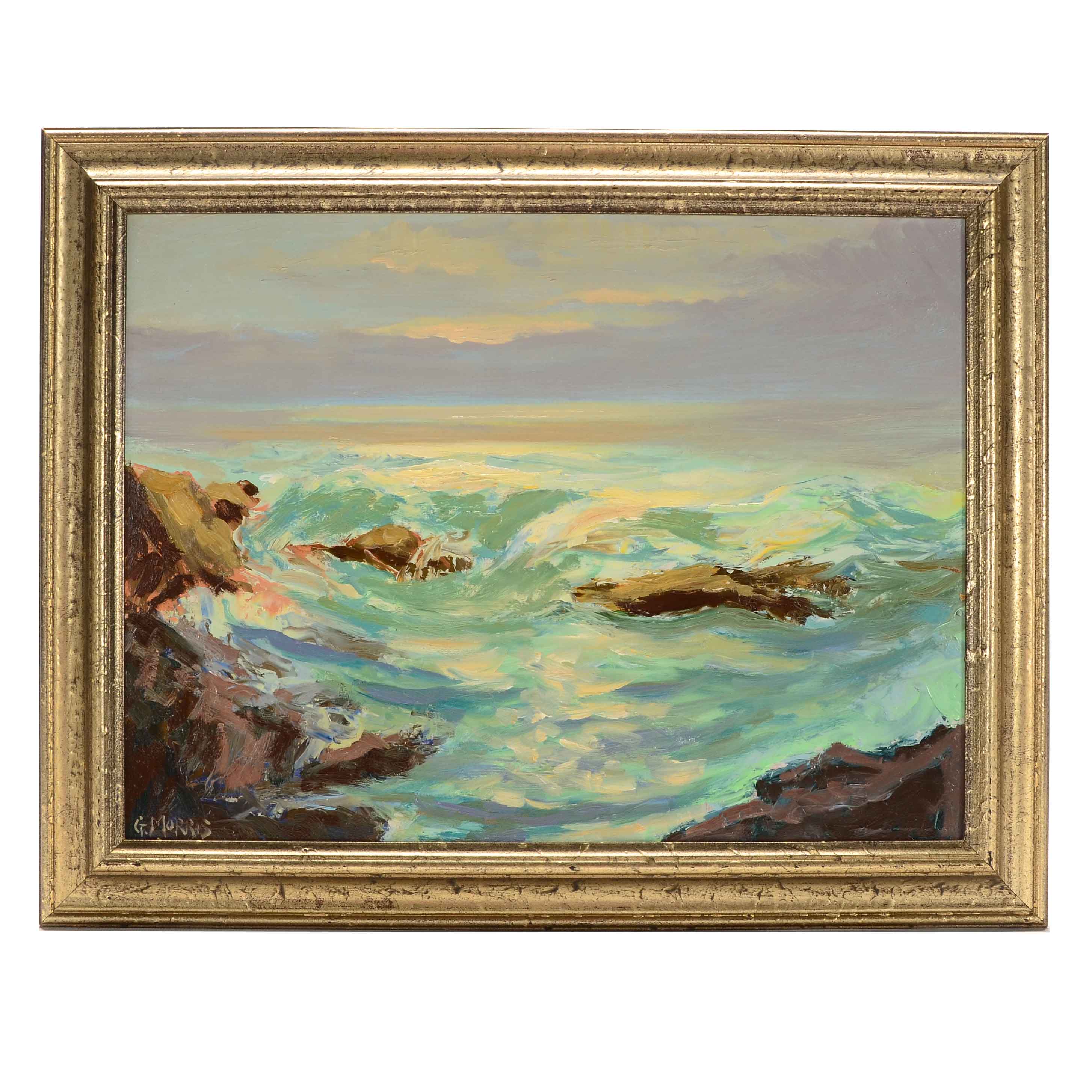 G. Morris Signed Original Oil Painting on Board of a Seascape