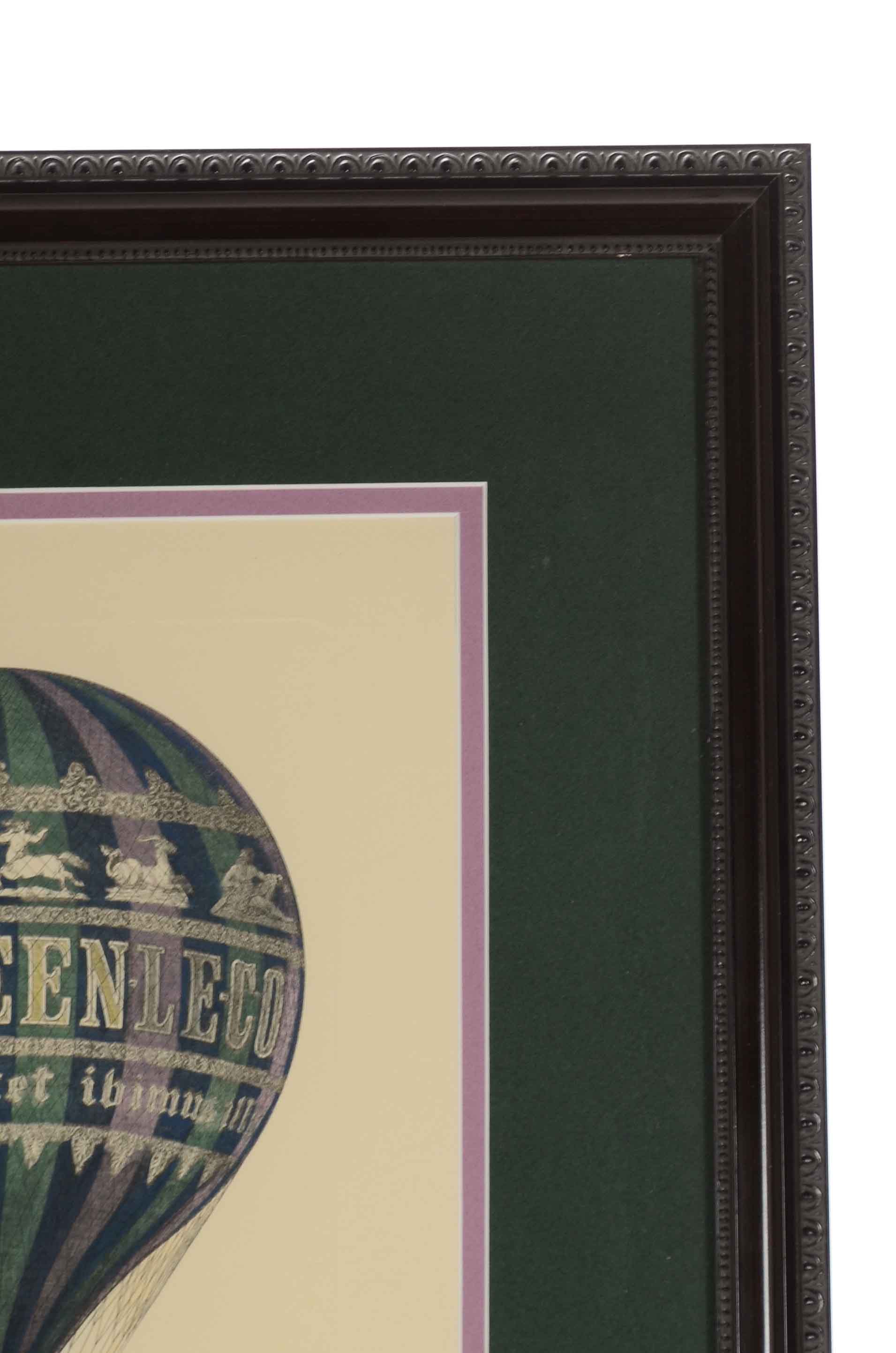 Hand-Colored Engraving of Hot Air Balloon of Charles George Green