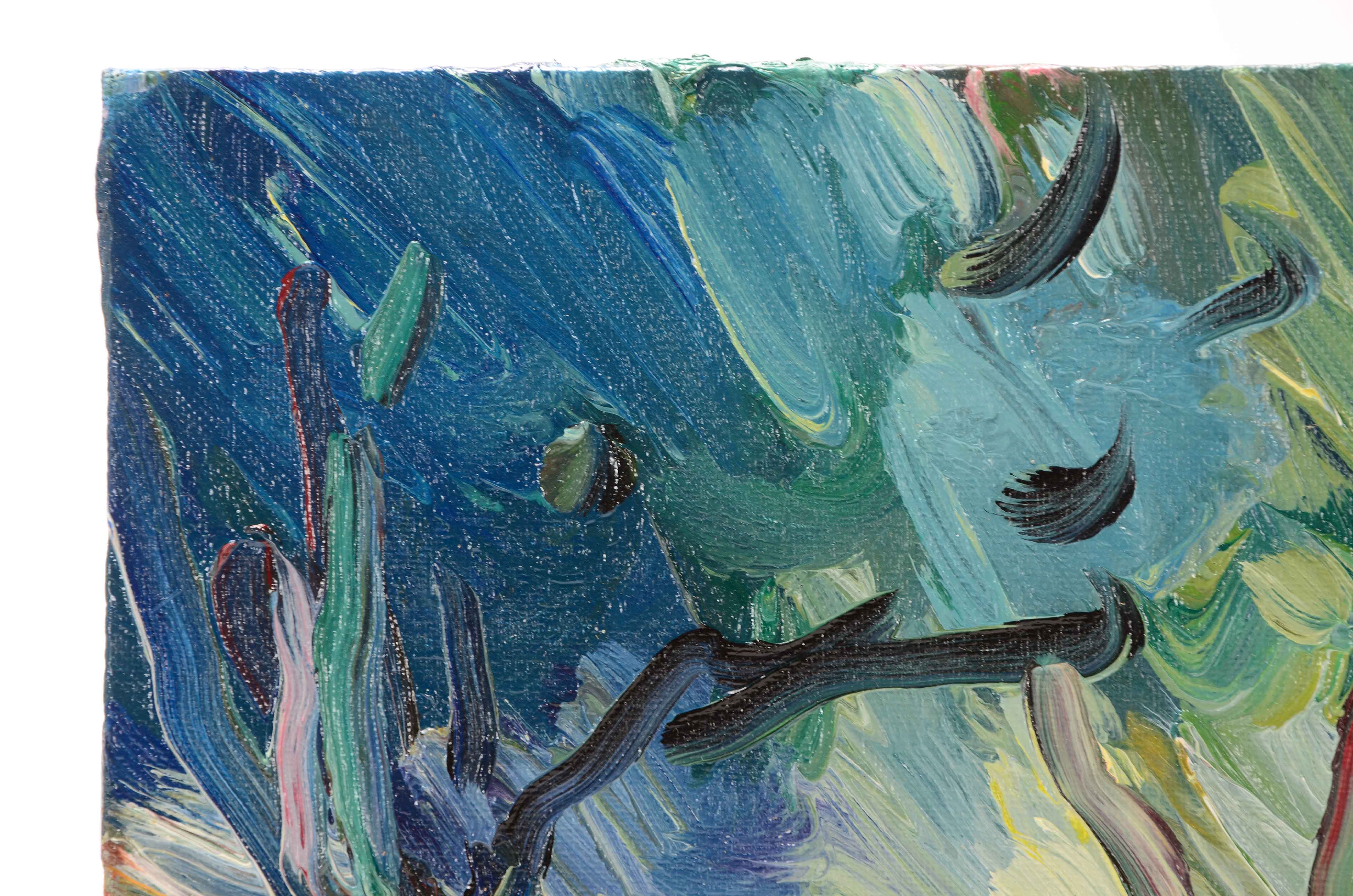 Jose Trujillo Original Oil Painting on Canvas Board "Under the Shade"