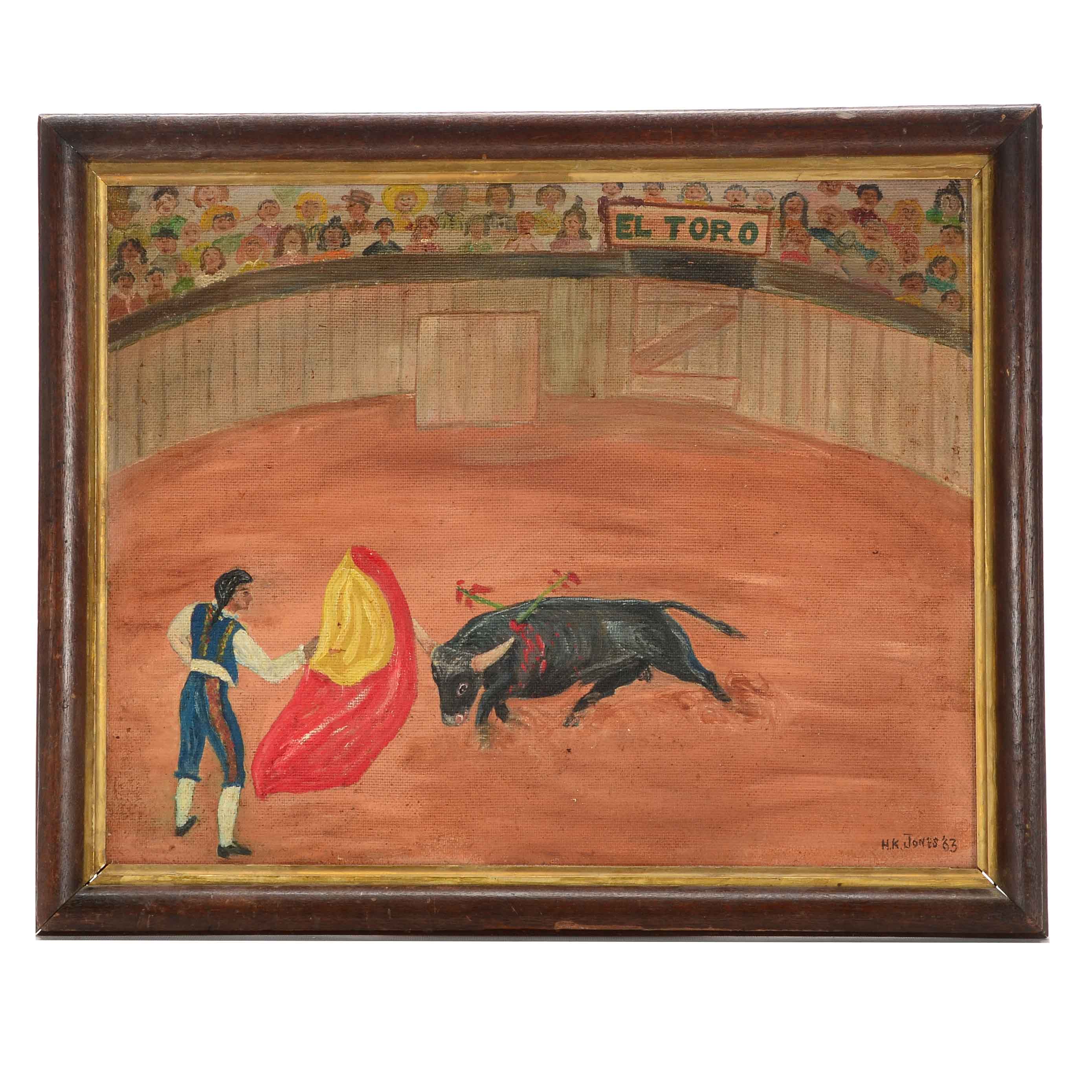 N.K. Jones Oil Painting of a Bullfight