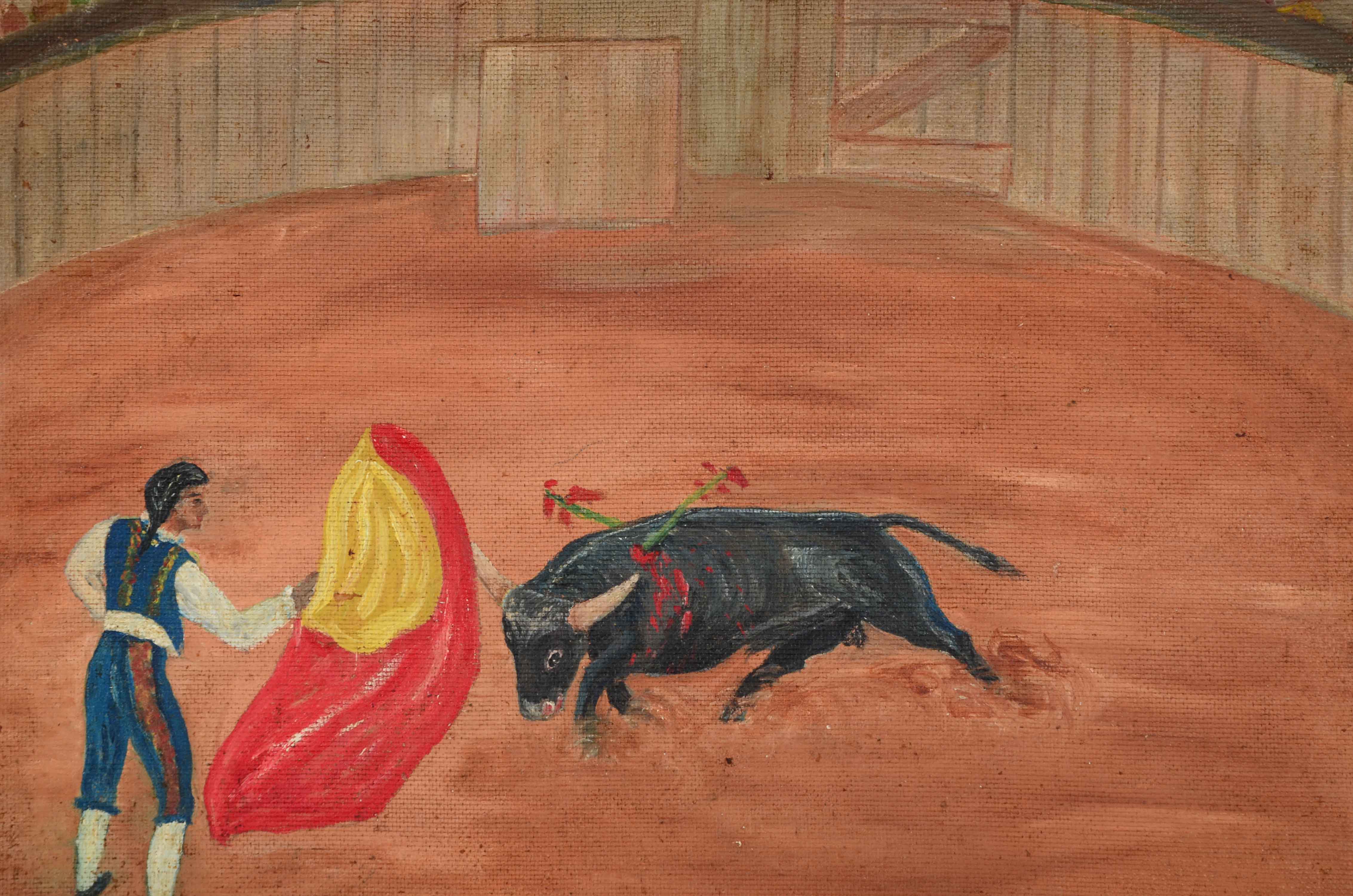 N.K. Jones Oil Painting of a Bullfight