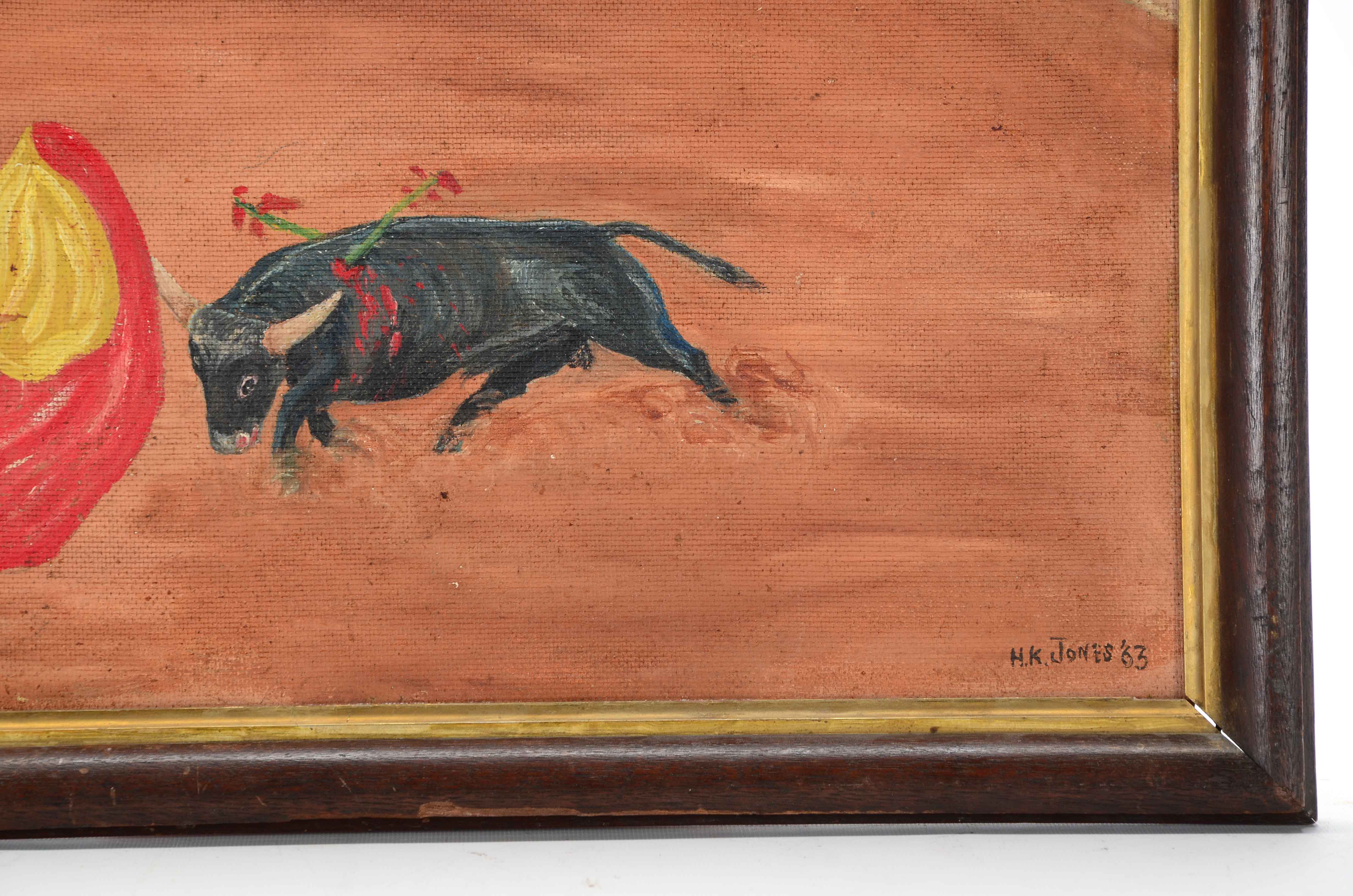 N.K. Jones Oil Painting of a Bullfight