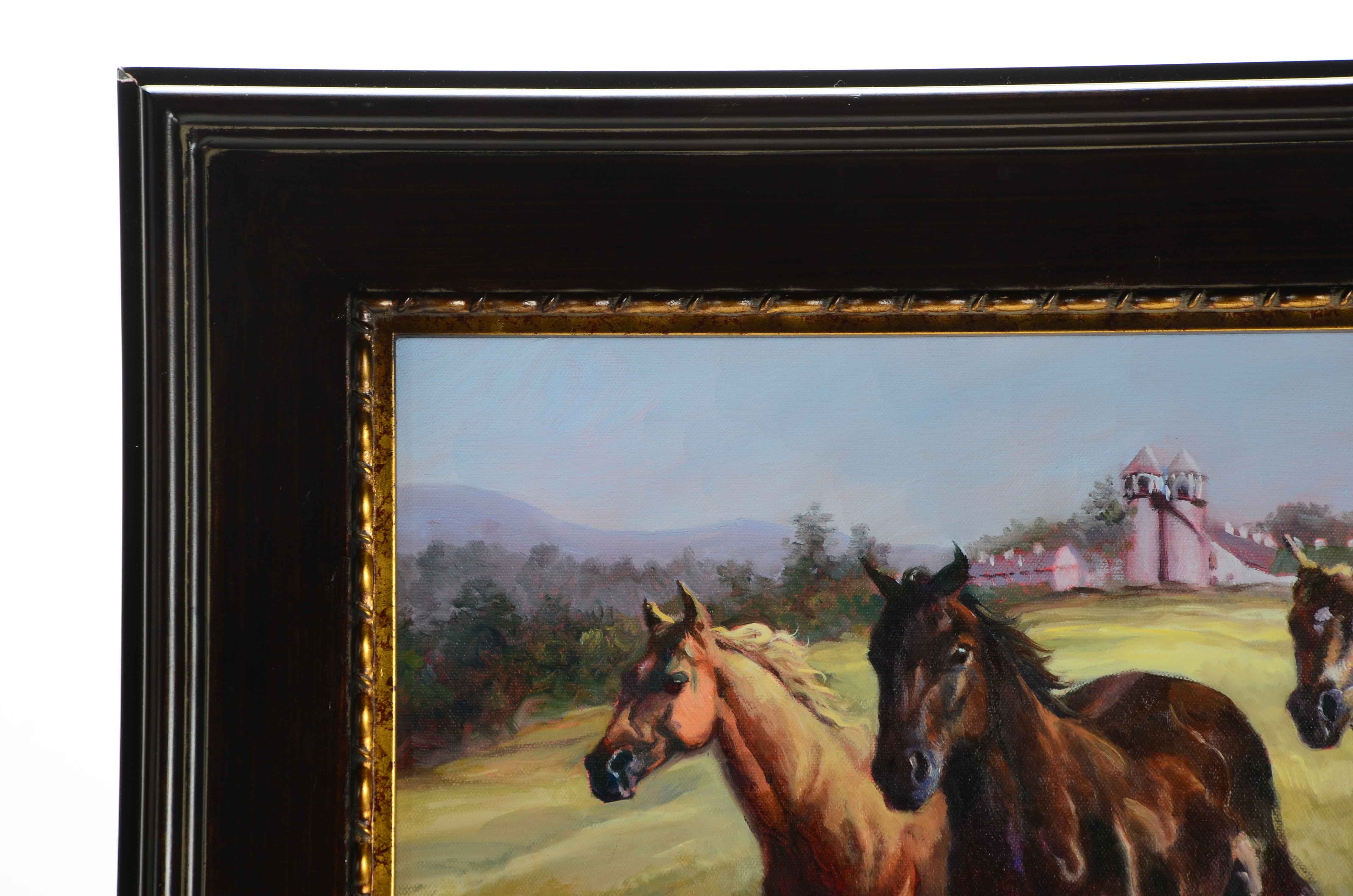 Les LeFevre Oil on Canvas Painting of Horses