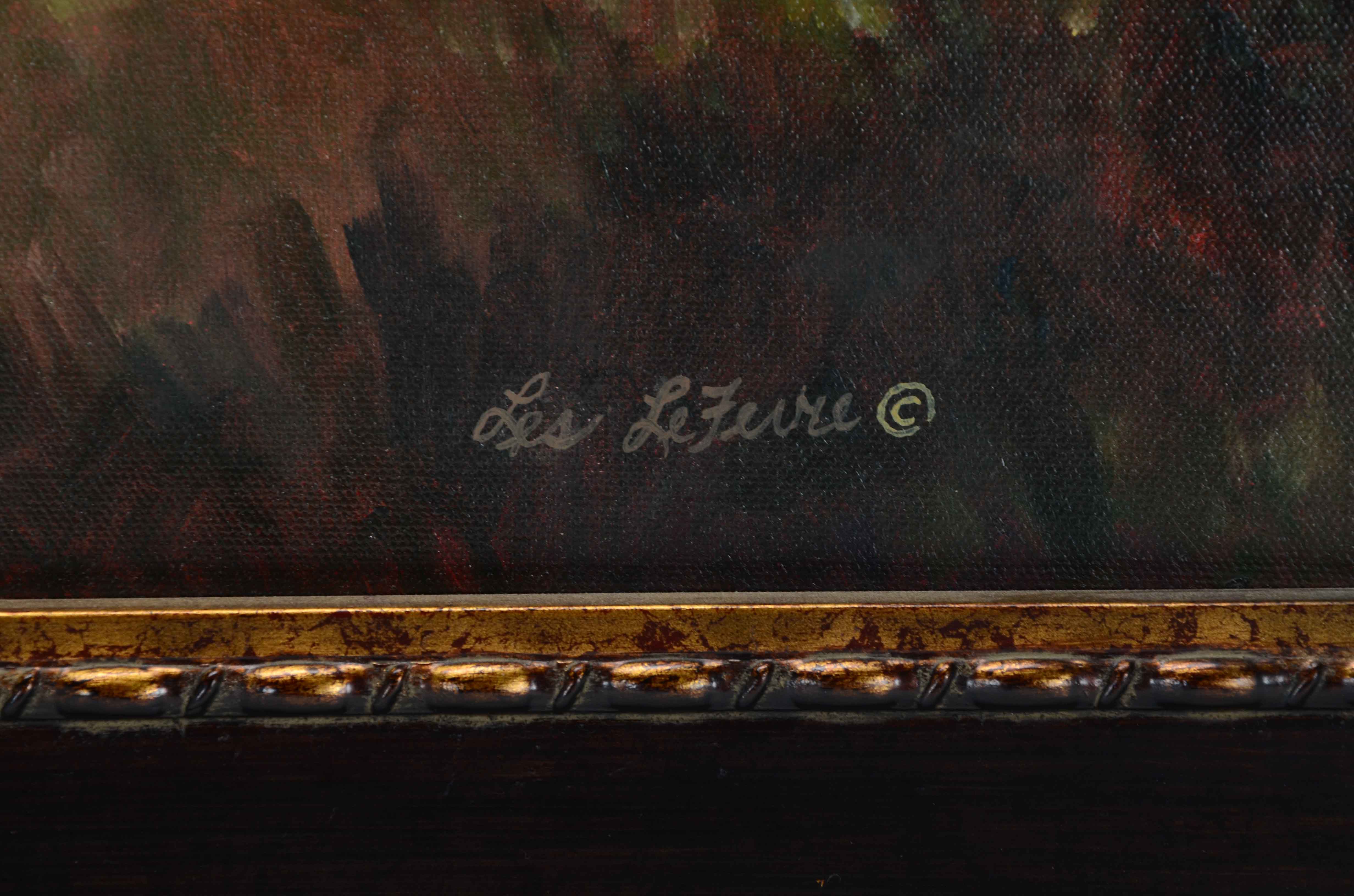 Les LeFevre Oil on Canvas Painting of Horses