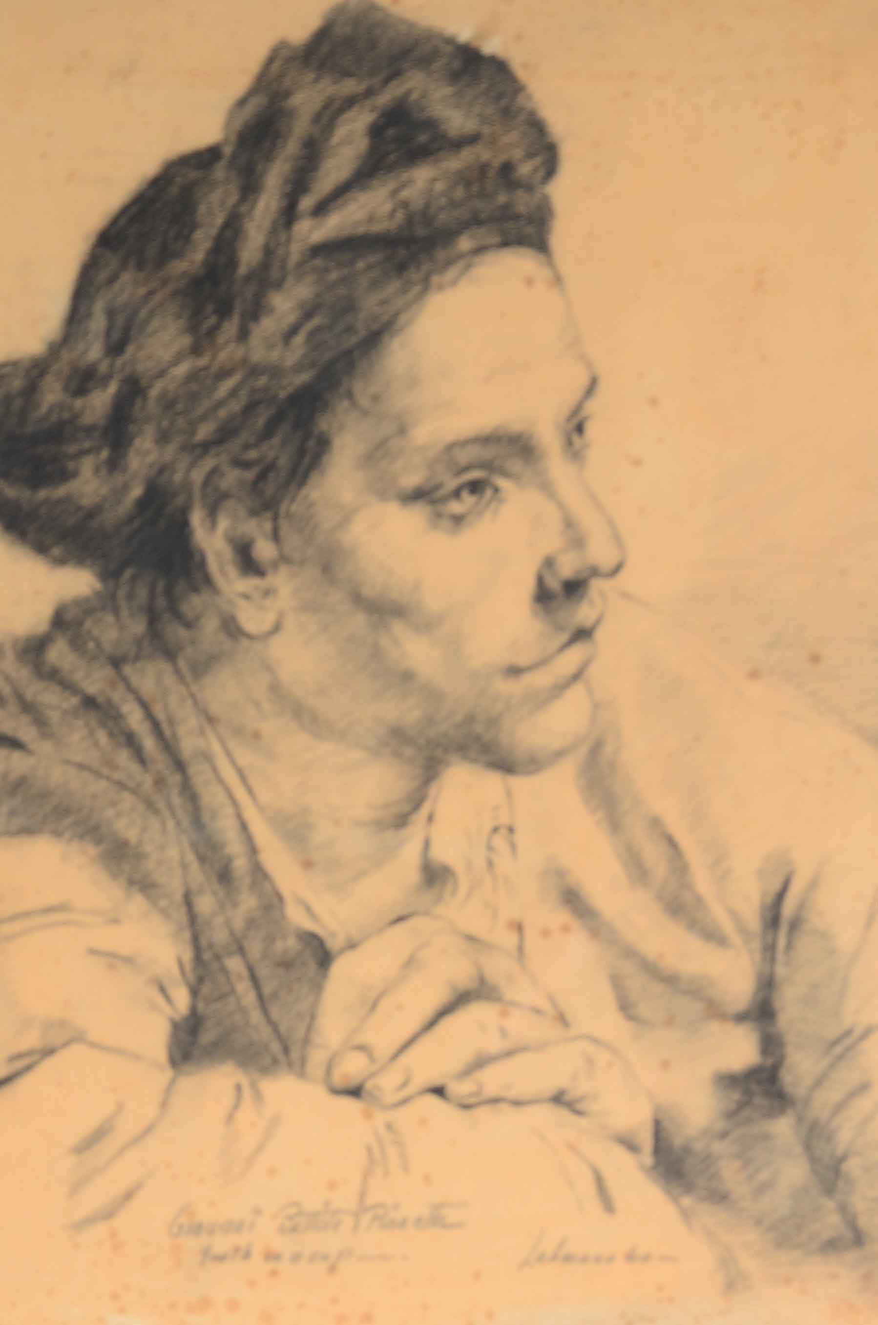 Vintage Signed Copy Drawing after Giovani Battiste Piazetta "Youth in a Cap"