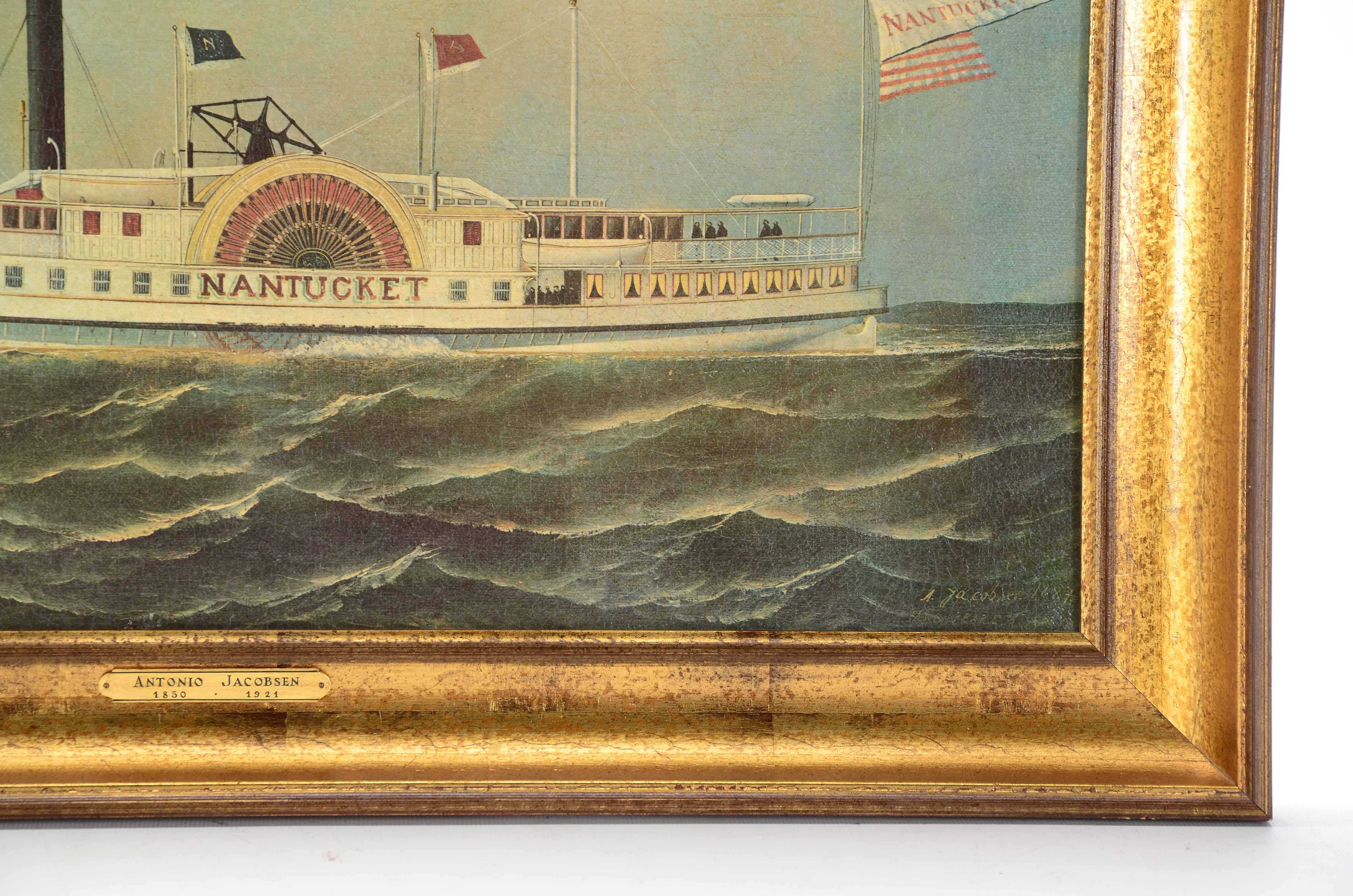 Antonio Jacobson Offset Lithograph of a Nautical Painting