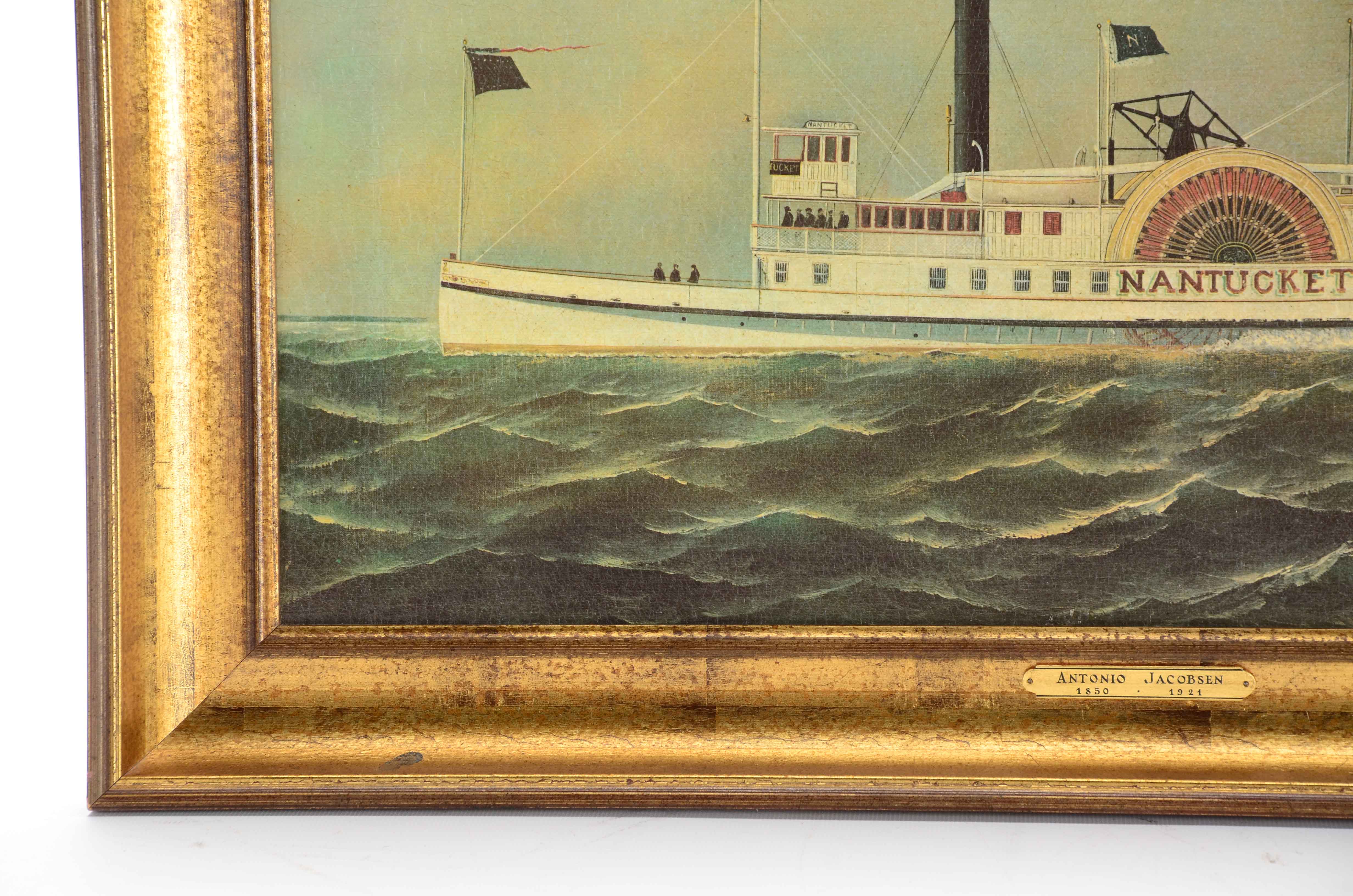 Antonio Jacobson Offset Lithograph of a Nautical Painting