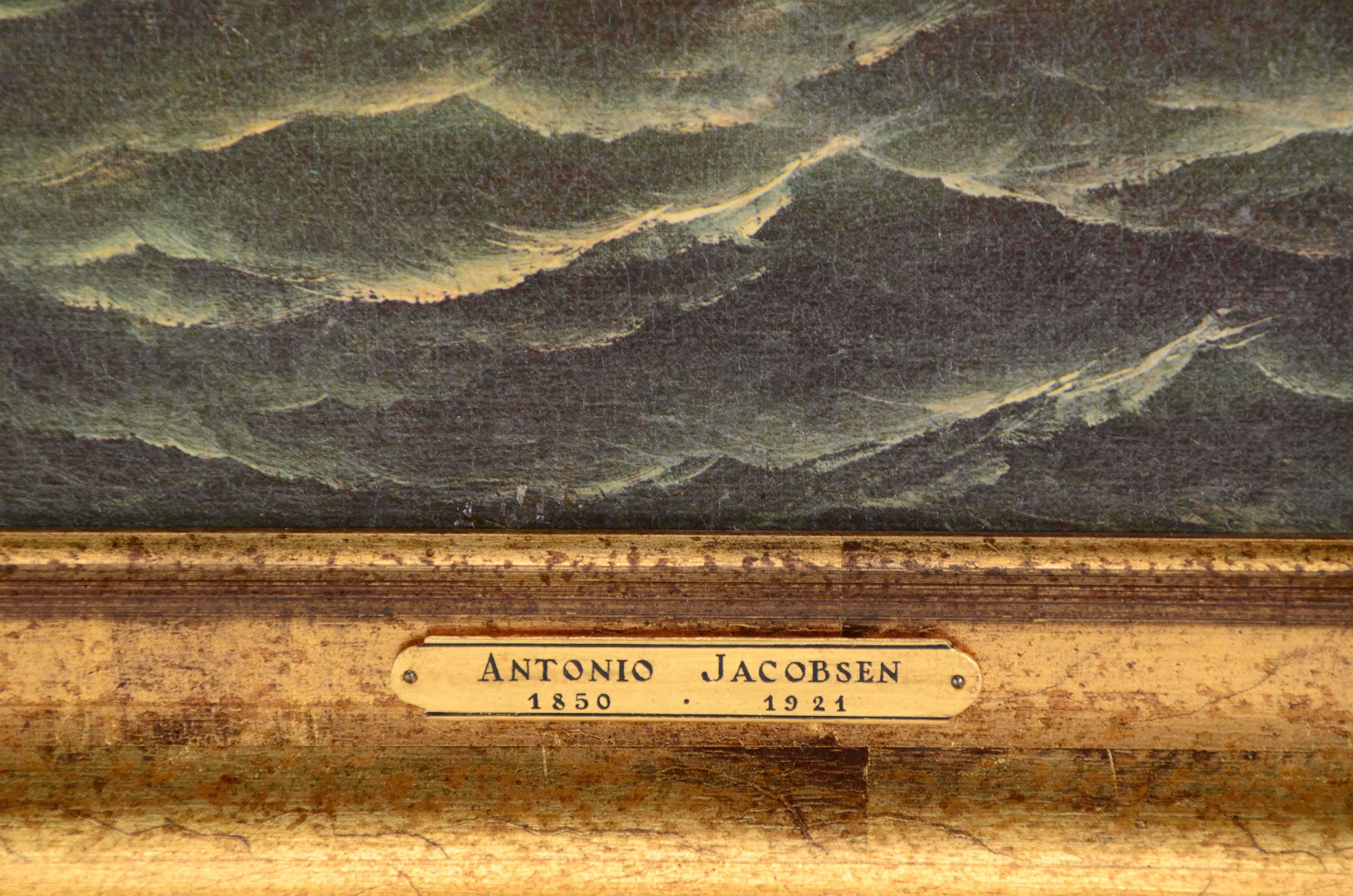 Antonio Jacobson Offset Lithograph of a Nautical Painting