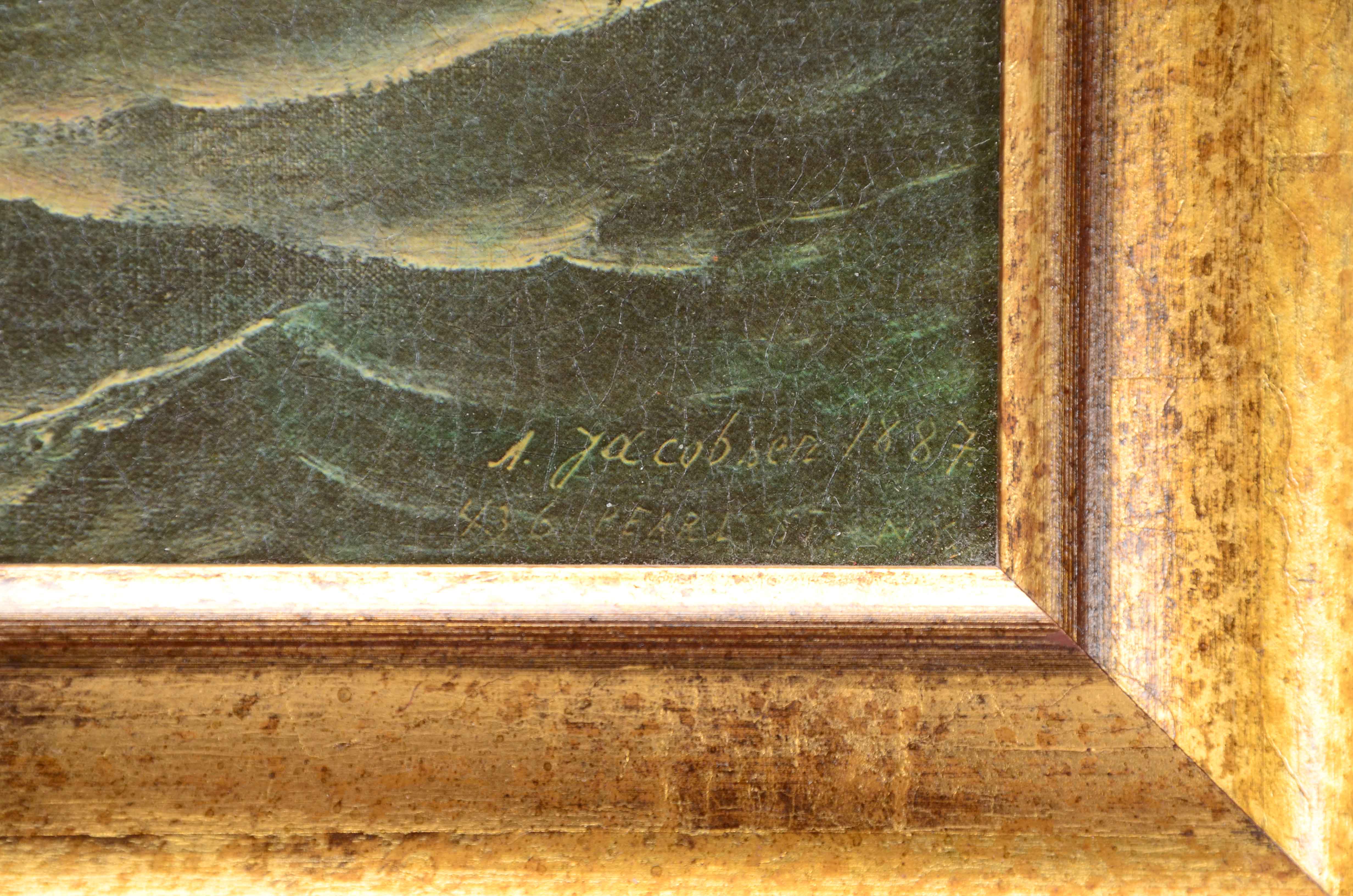 Antonio Jacobson Offset Lithograph of a Nautical Painting