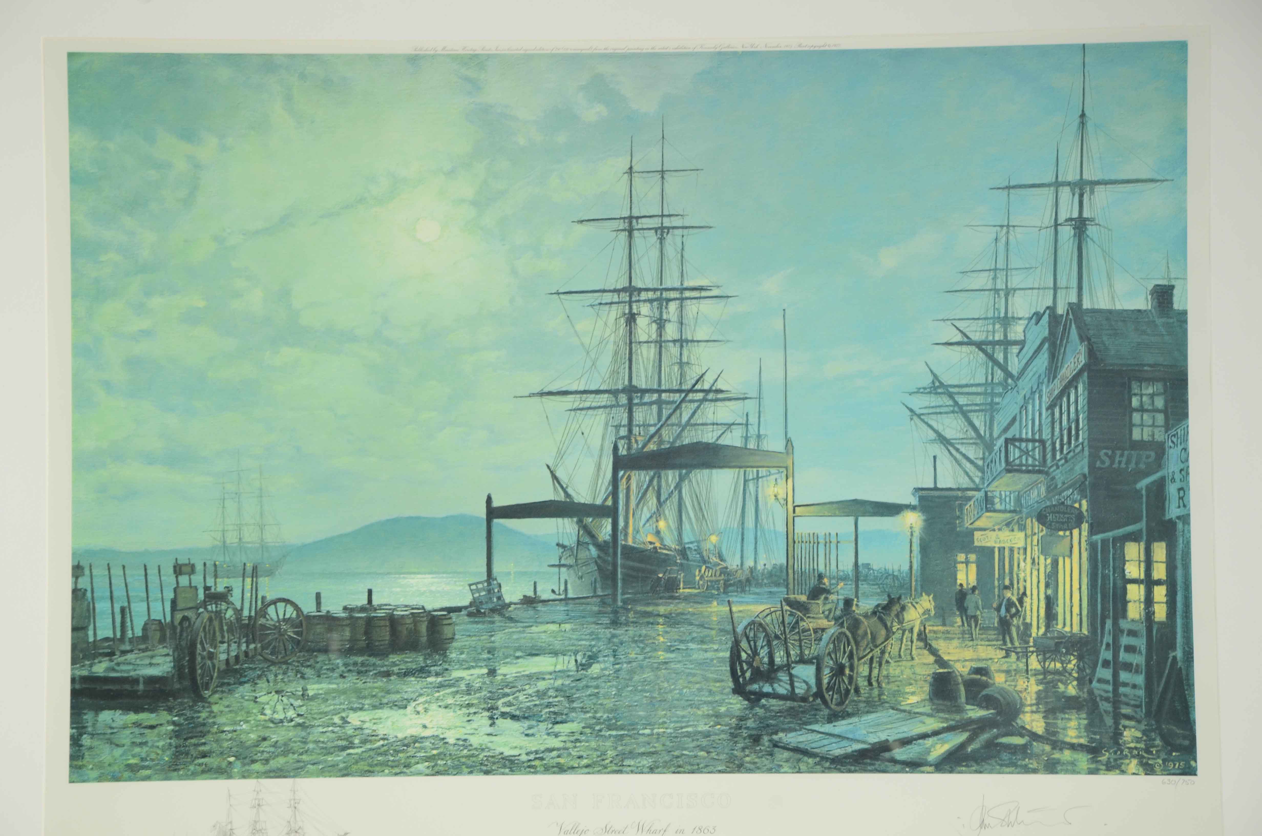 John Stobart Signed Offset Lithograph "Vallejo Street Warf"