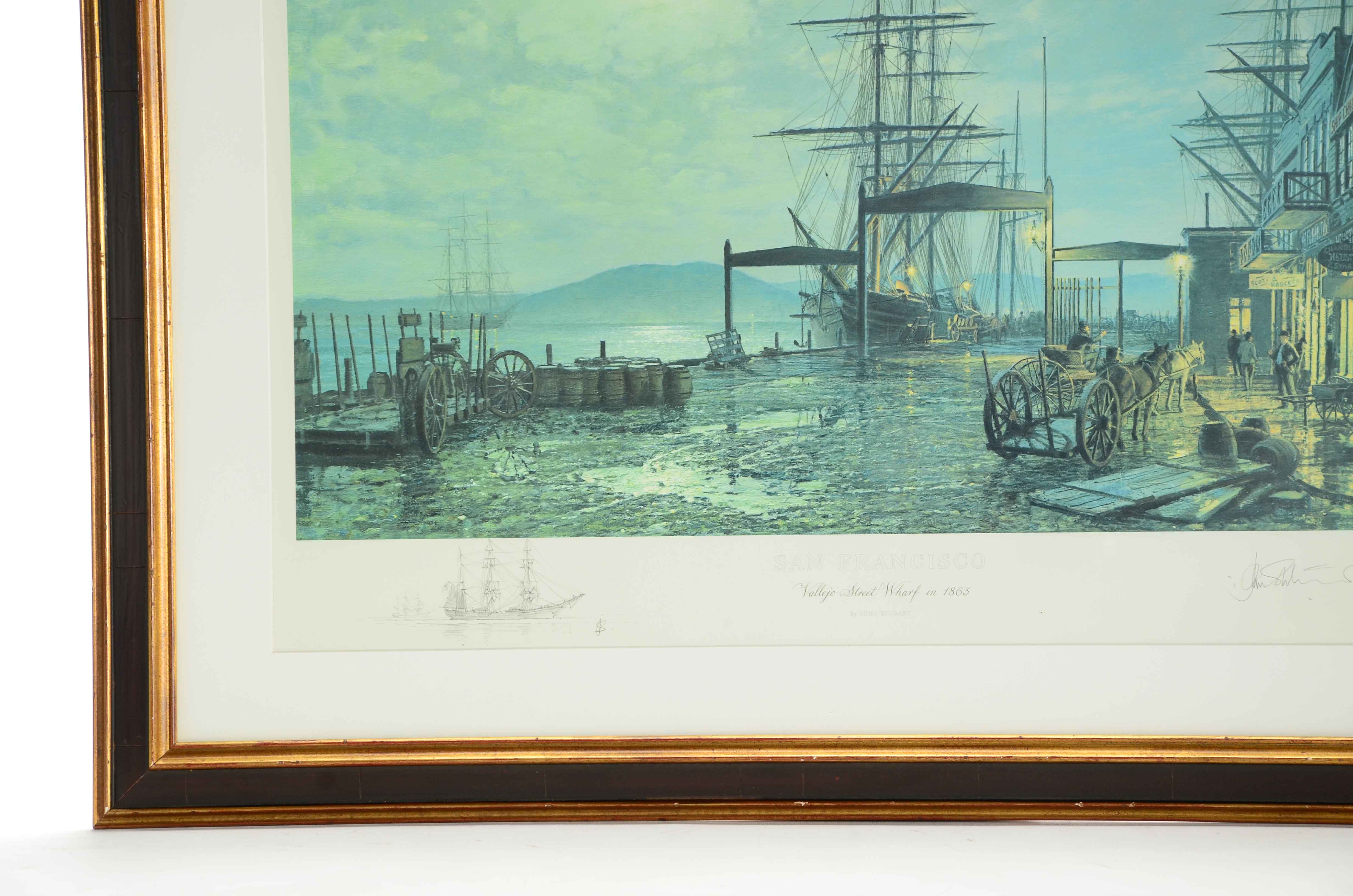 John Stobart Signed Offset Lithograph "Vallejo Street Warf"