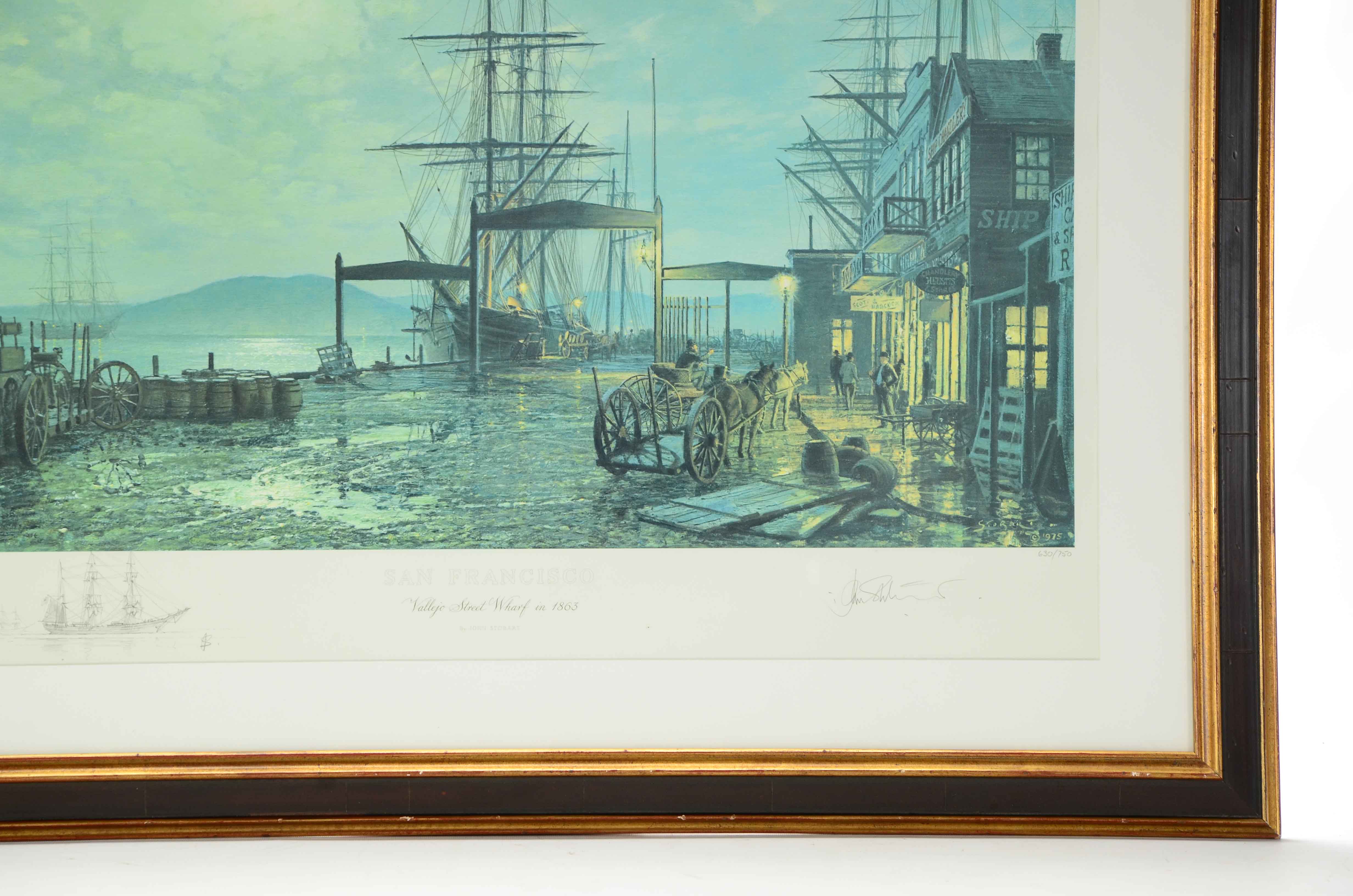 John Stobart Signed Offset Lithograph "Vallejo Street Warf"