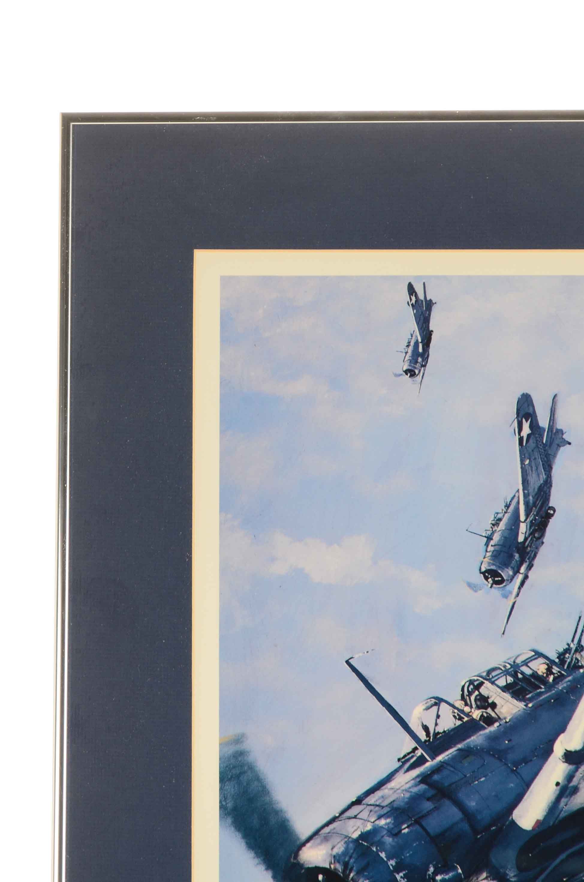 J. Woddal Signed Offset Lithograph of War Planes with Salvage