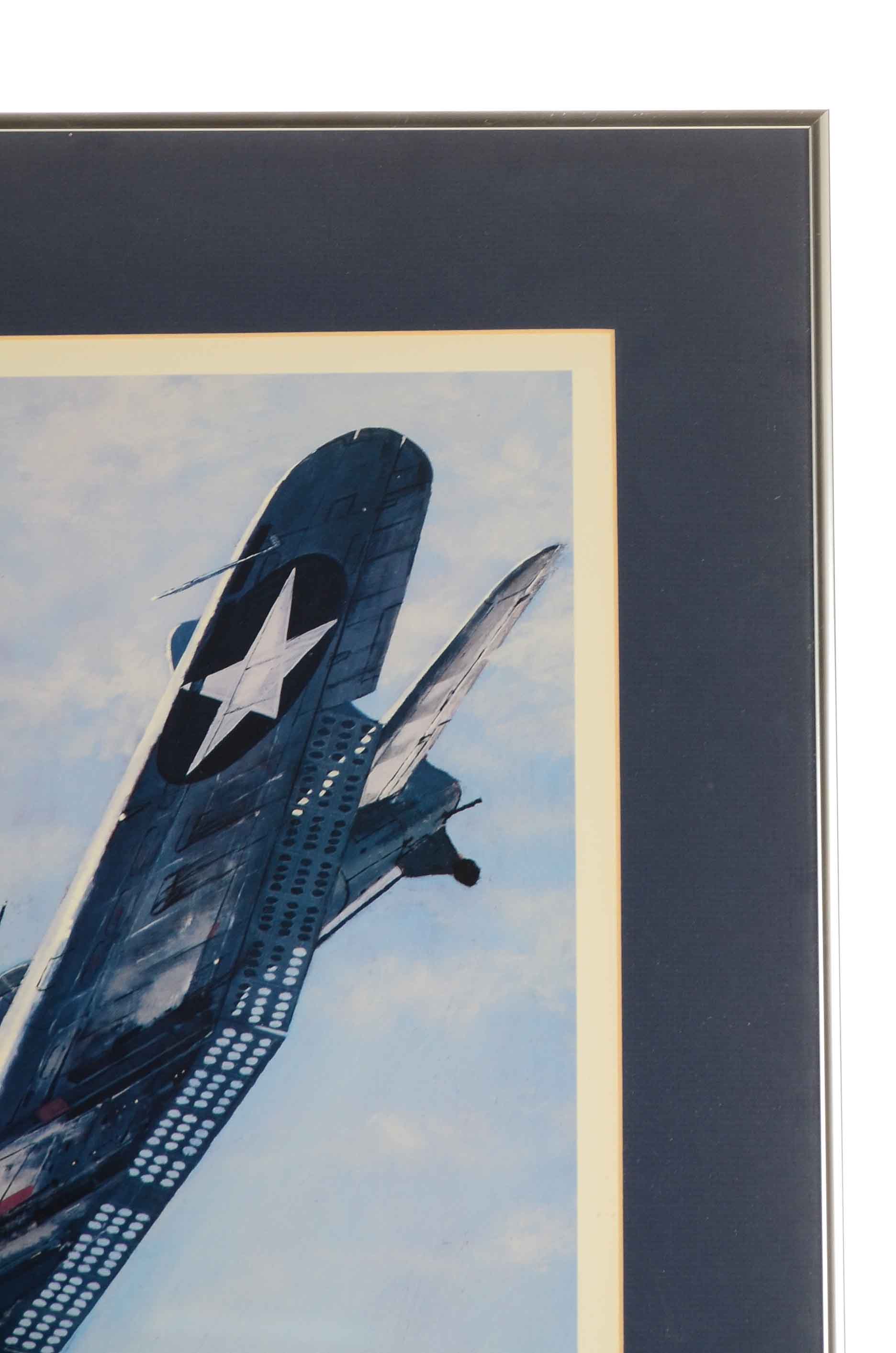 J. Woddal Signed Offset Lithograph of War Planes with Salvage