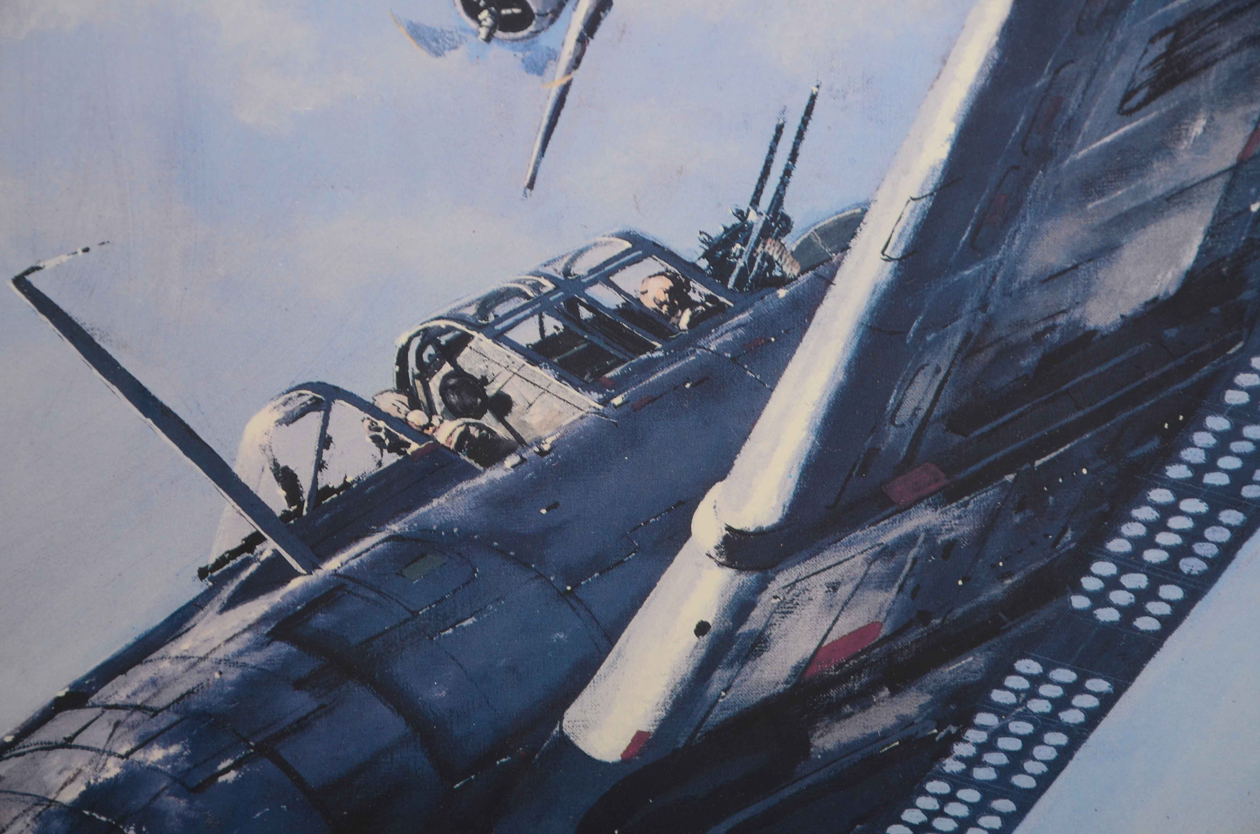 J. Woddal Signed Offset Lithograph of War Planes with Salvage