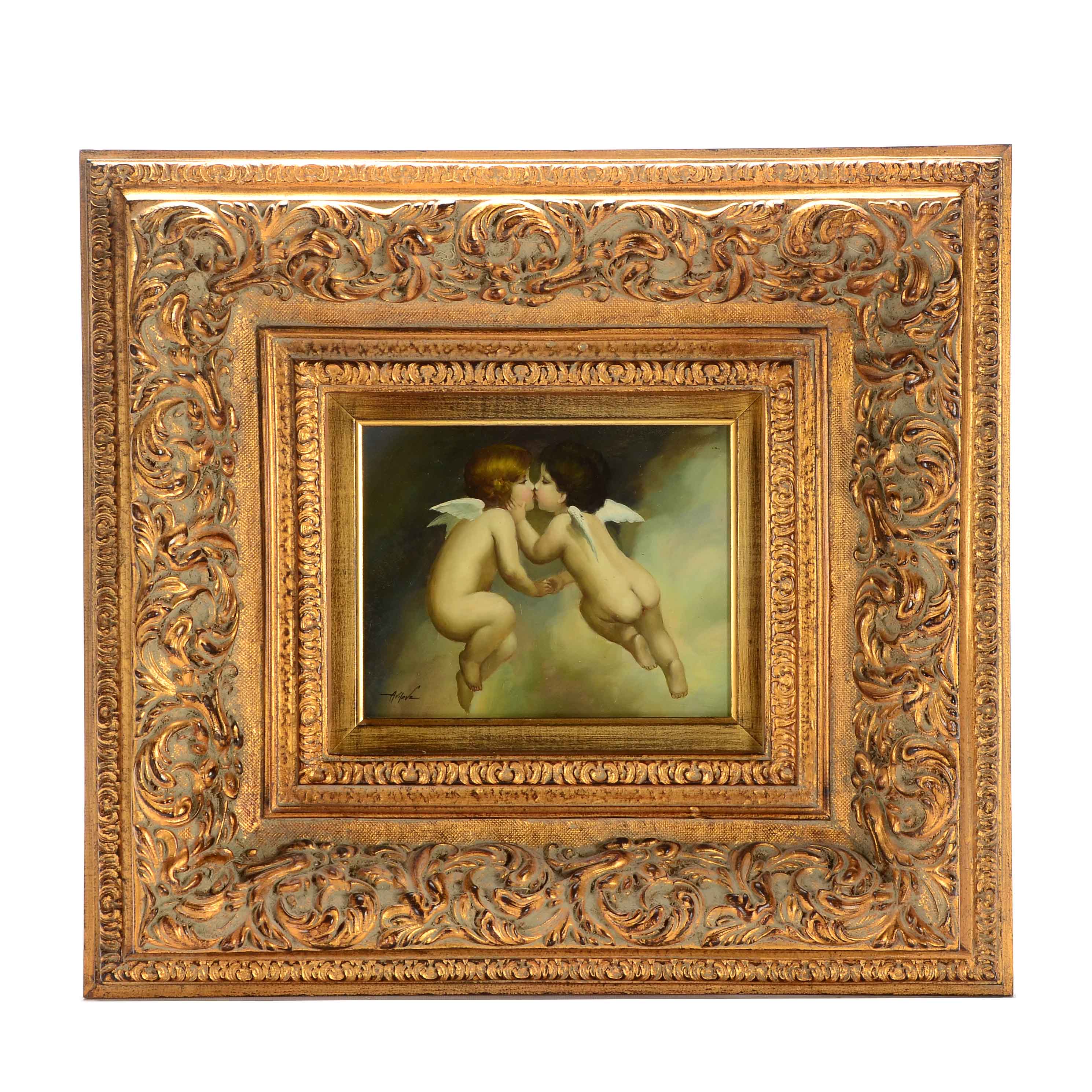Avilovz Signed Oil Painting of Cherubs