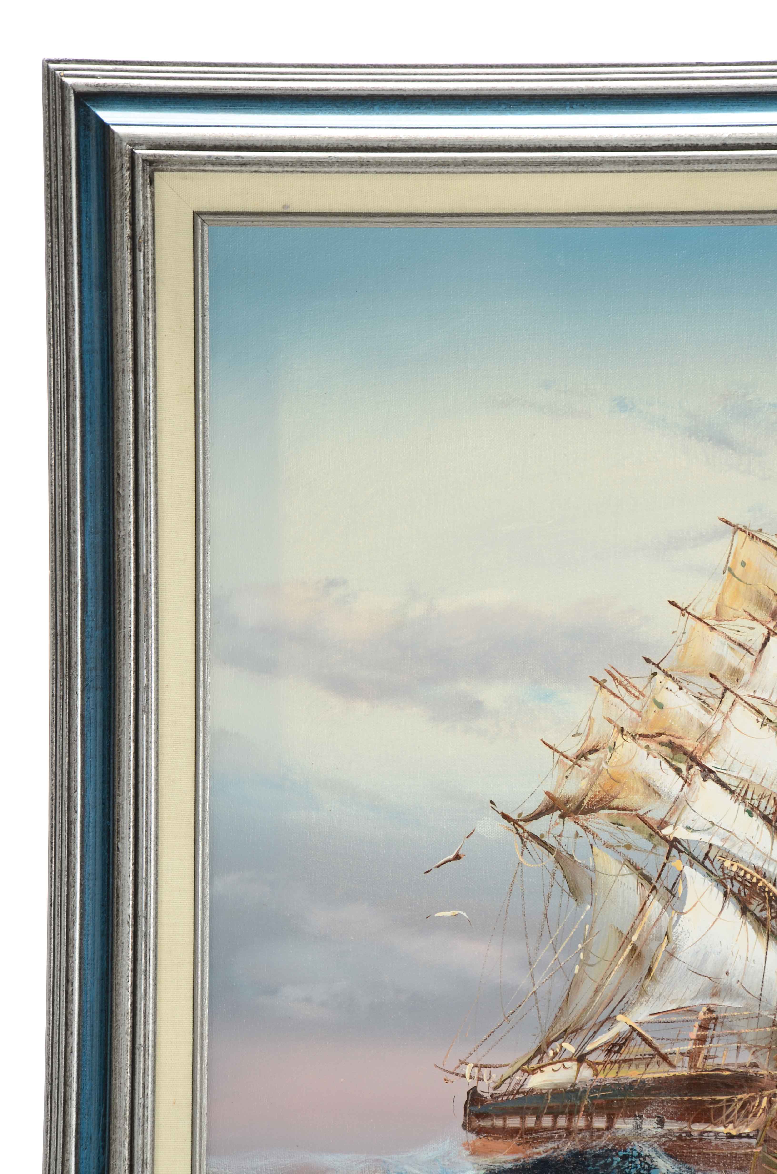 B. Puk Oil on Canvas Painting of Clipper Ship