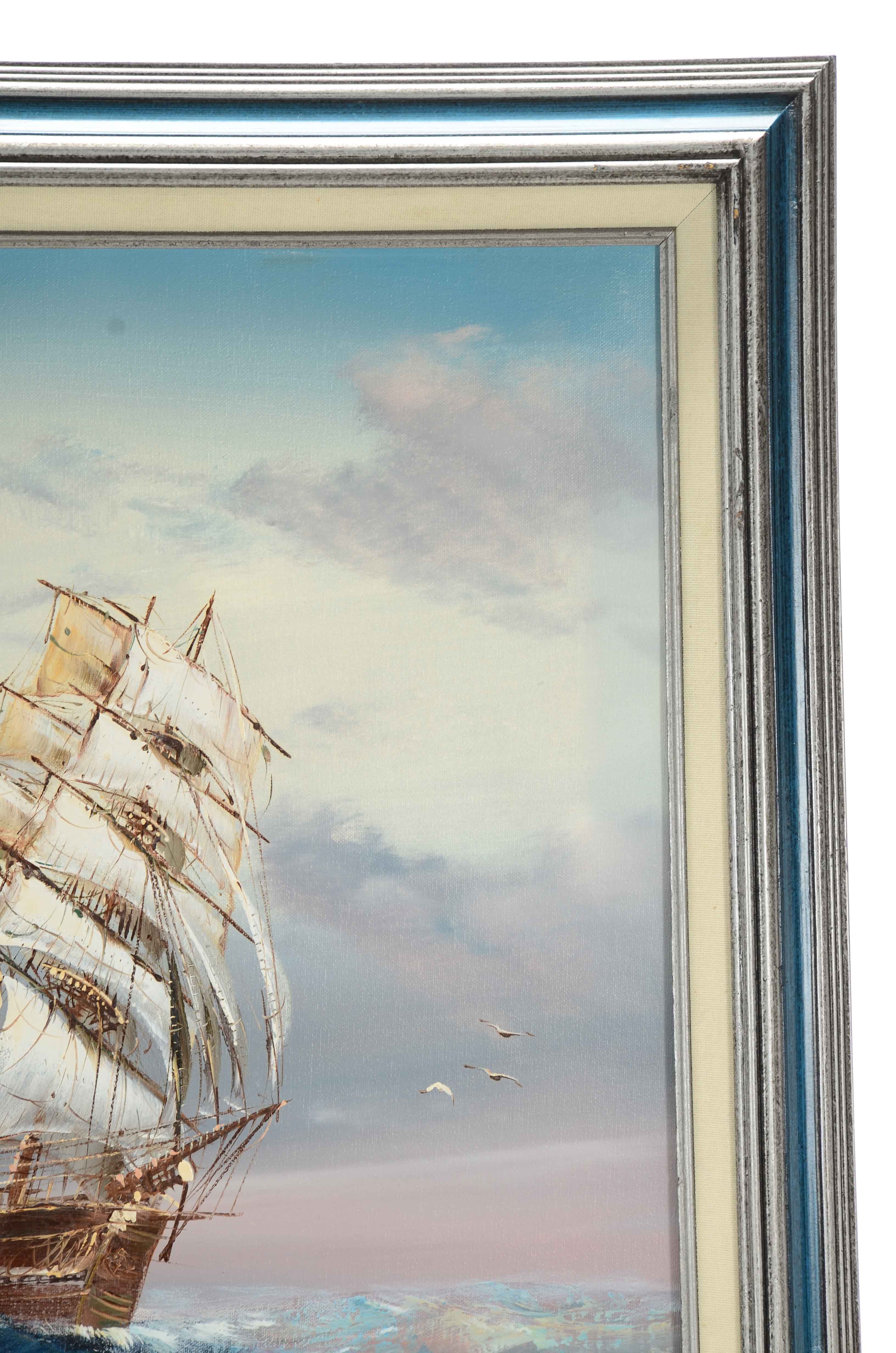 B. Puk Oil on Canvas Painting of Clipper Ship