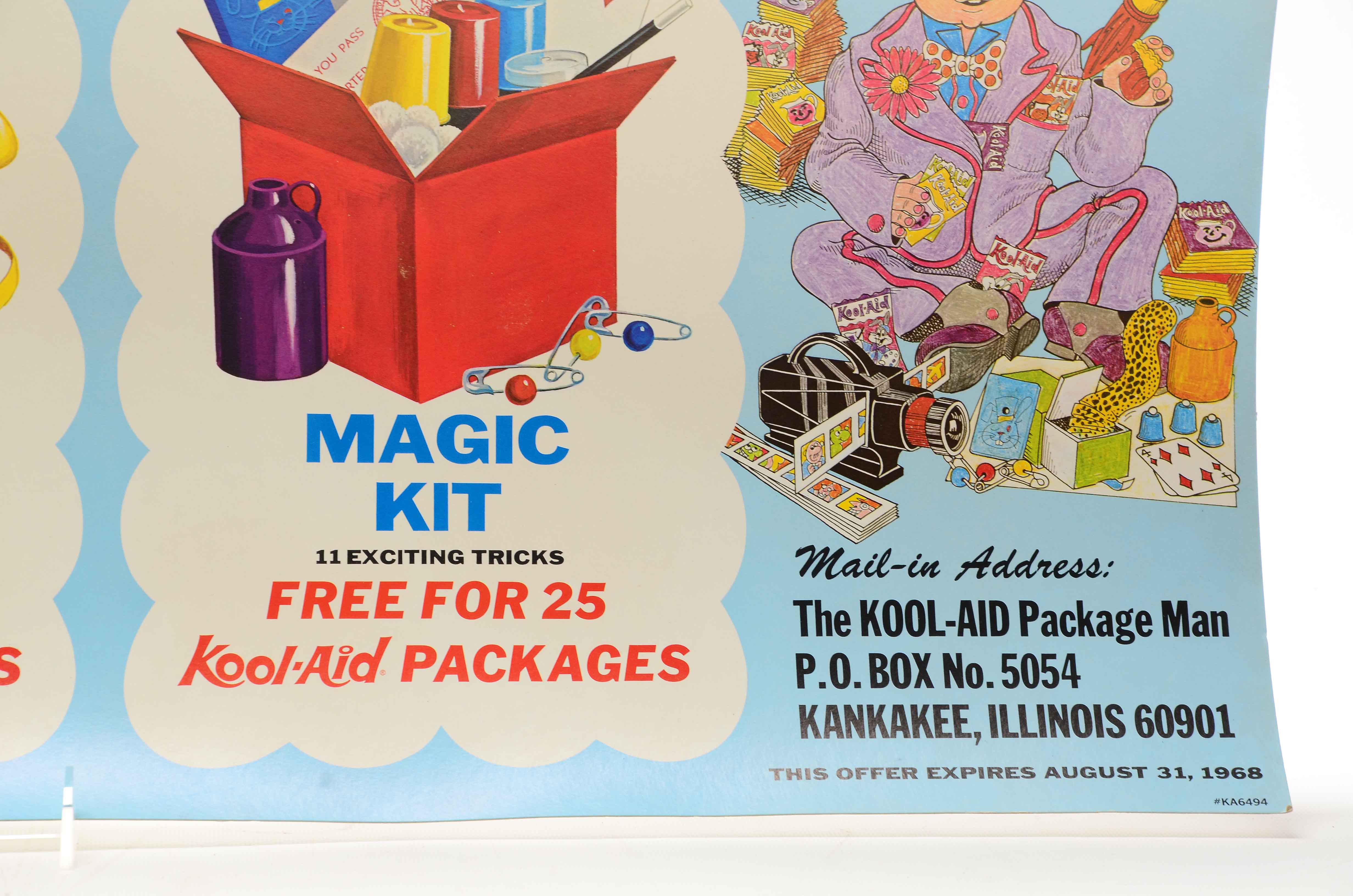 Two 1968 "Kool-Aid" Free Toys Cardboard Signs