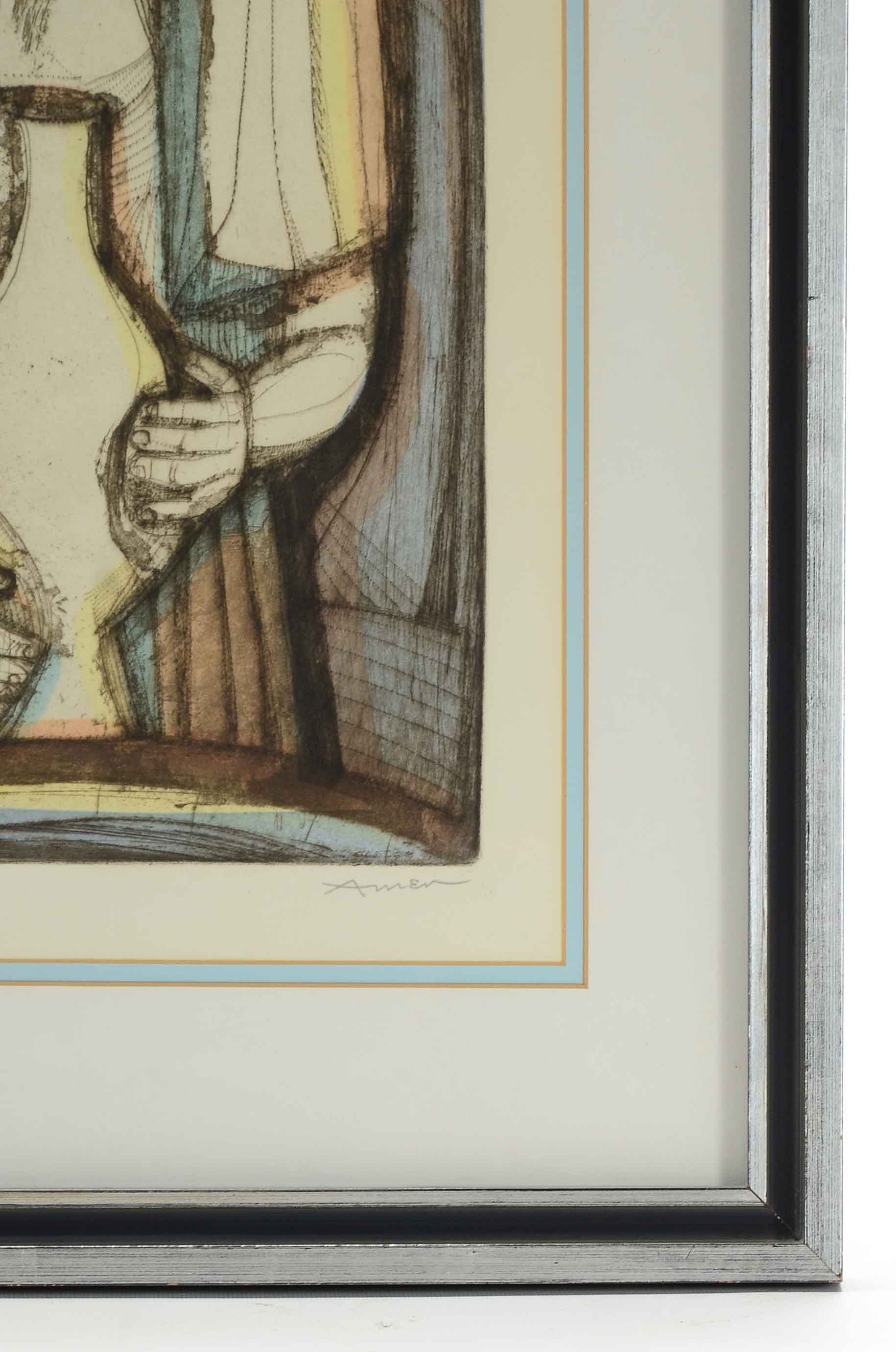 Irving Amen Signed Limited Edition Hand-Colored Mezzotint "Rebecca"