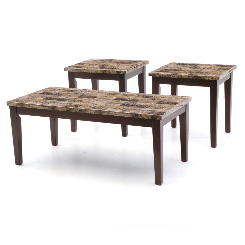 Faux Stone Top Coffee Table and End Tables