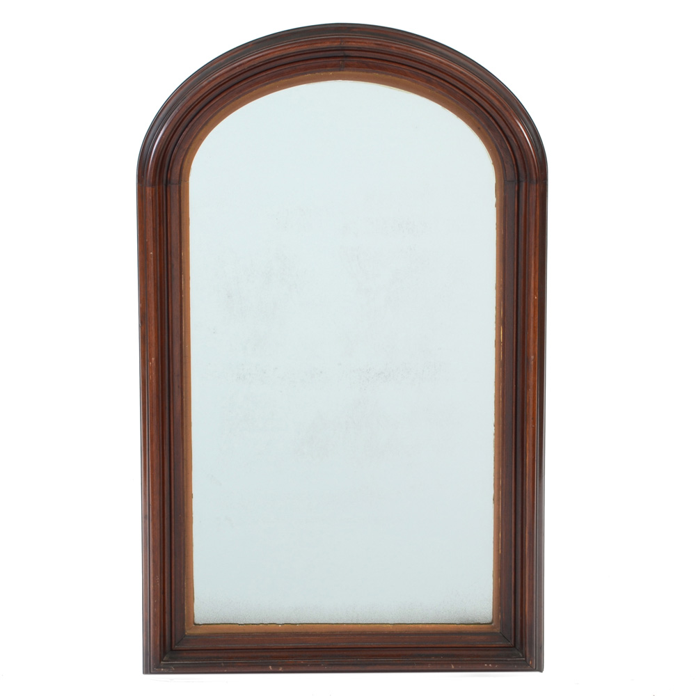 Antique Arched Mahogany Wall Mirror