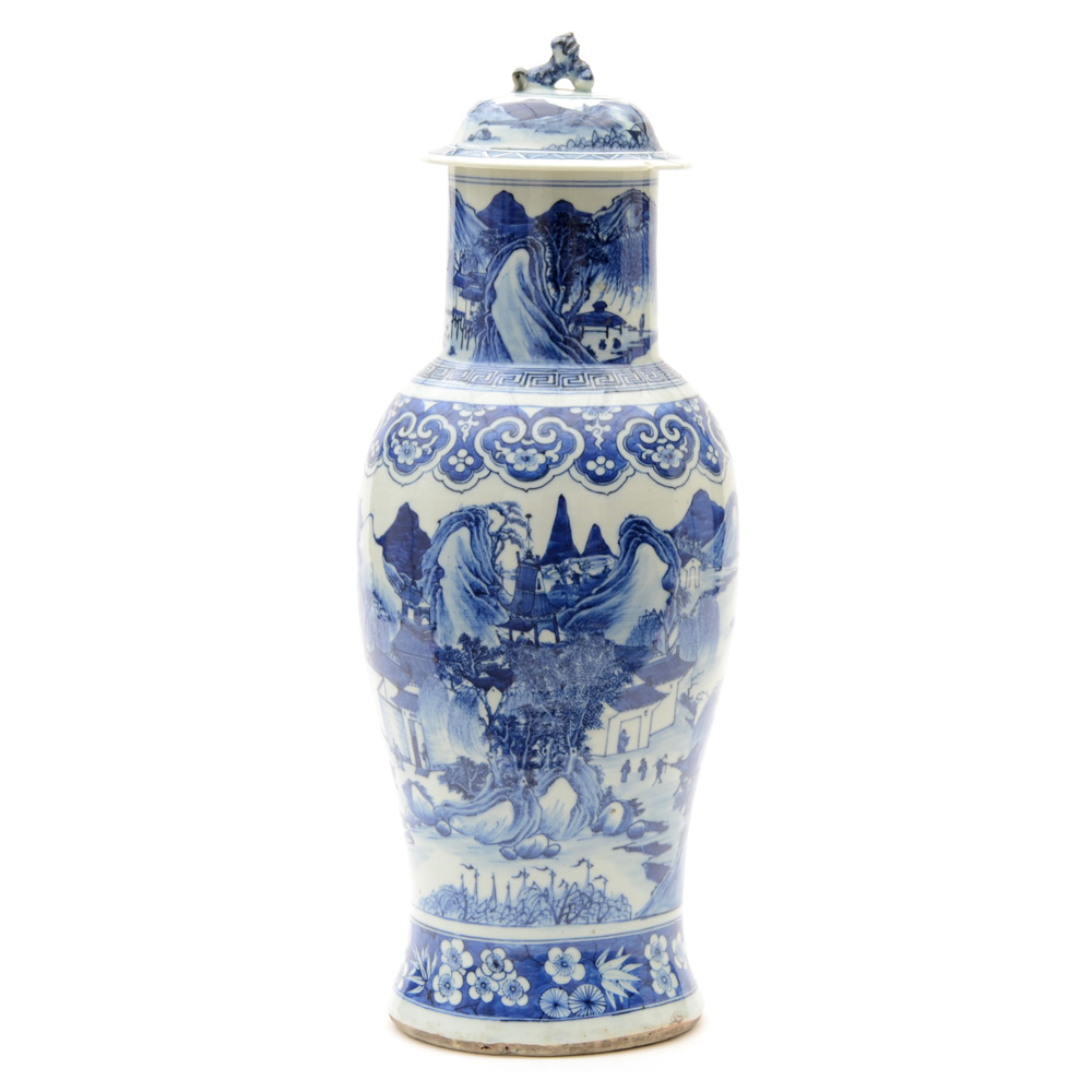 Chinese Blue and White Porcelain Baluster Vase